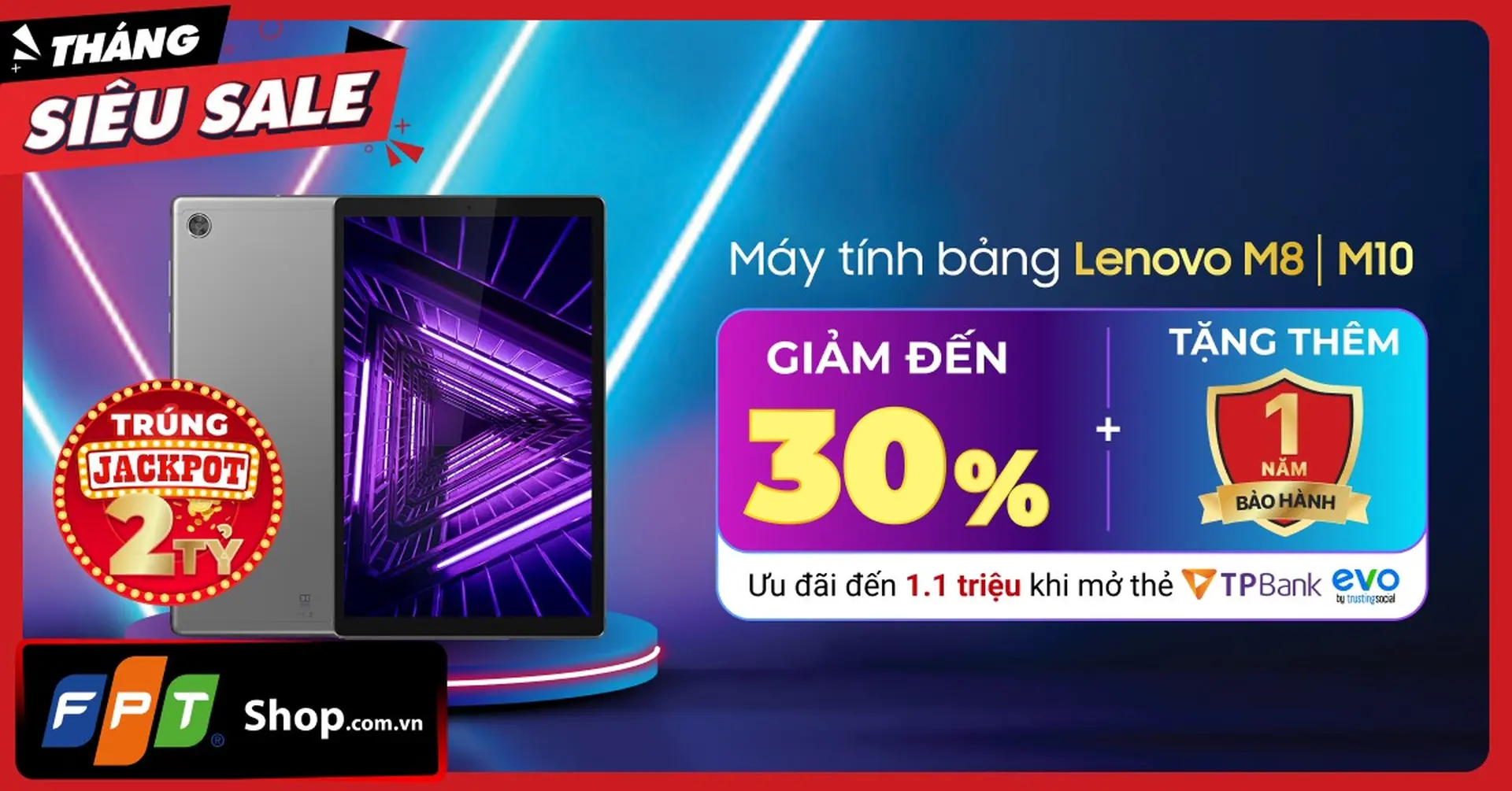 Nhân đôi bảo hành, máy tính bảng Lenovo giá cực tốt tại FPT Shop