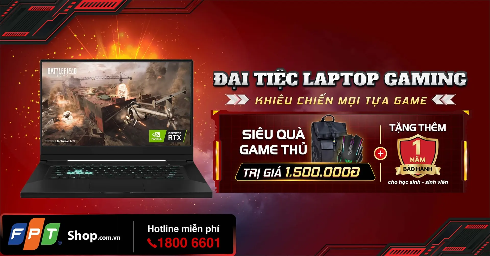 Nhận ngay siêu quà tặng trị giá 1,5 triệu khi mua laptop gaming tại FPT Shop