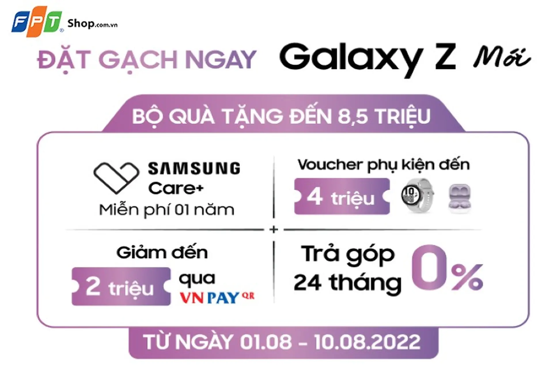 FPT Shop giảm đến 2 triệu đồng cho khách hàng mua Samsung Galaxy Z mới thanh toán qua VNPAY-QR 