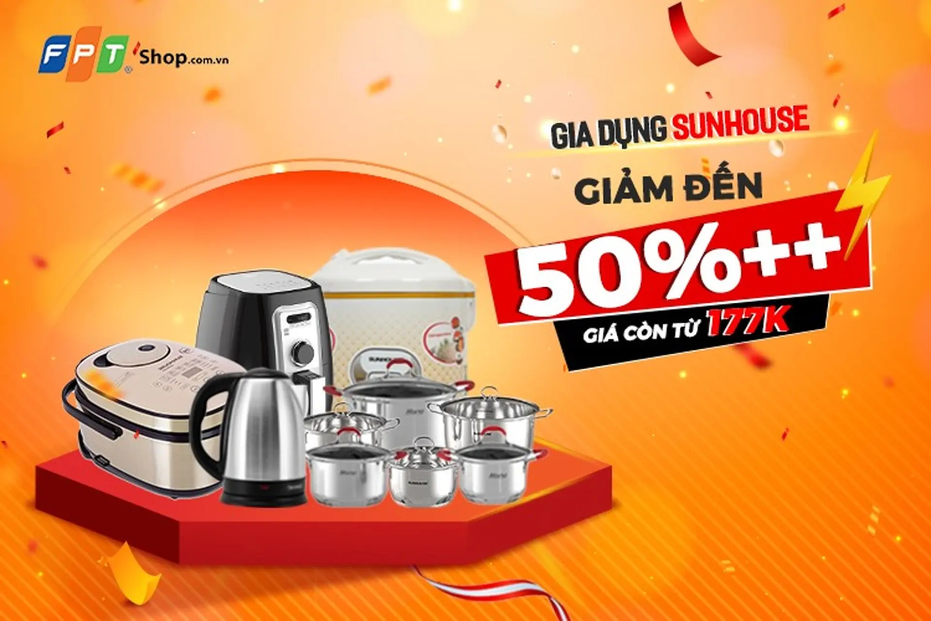 Sản phẩm gia dụng Sunhouse giảm đến 50%++, giá còn từ 177.000 đồng