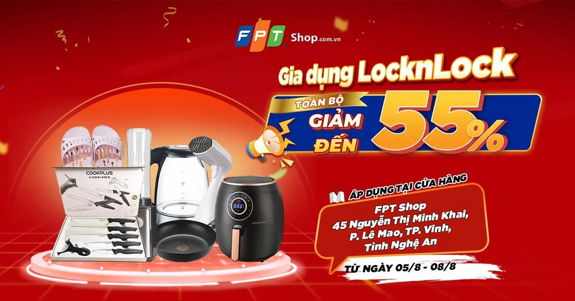 Hàng trăm sản phẩm gia dụng LocknLock giảm mạnh đến 55% tại FPT Shop
