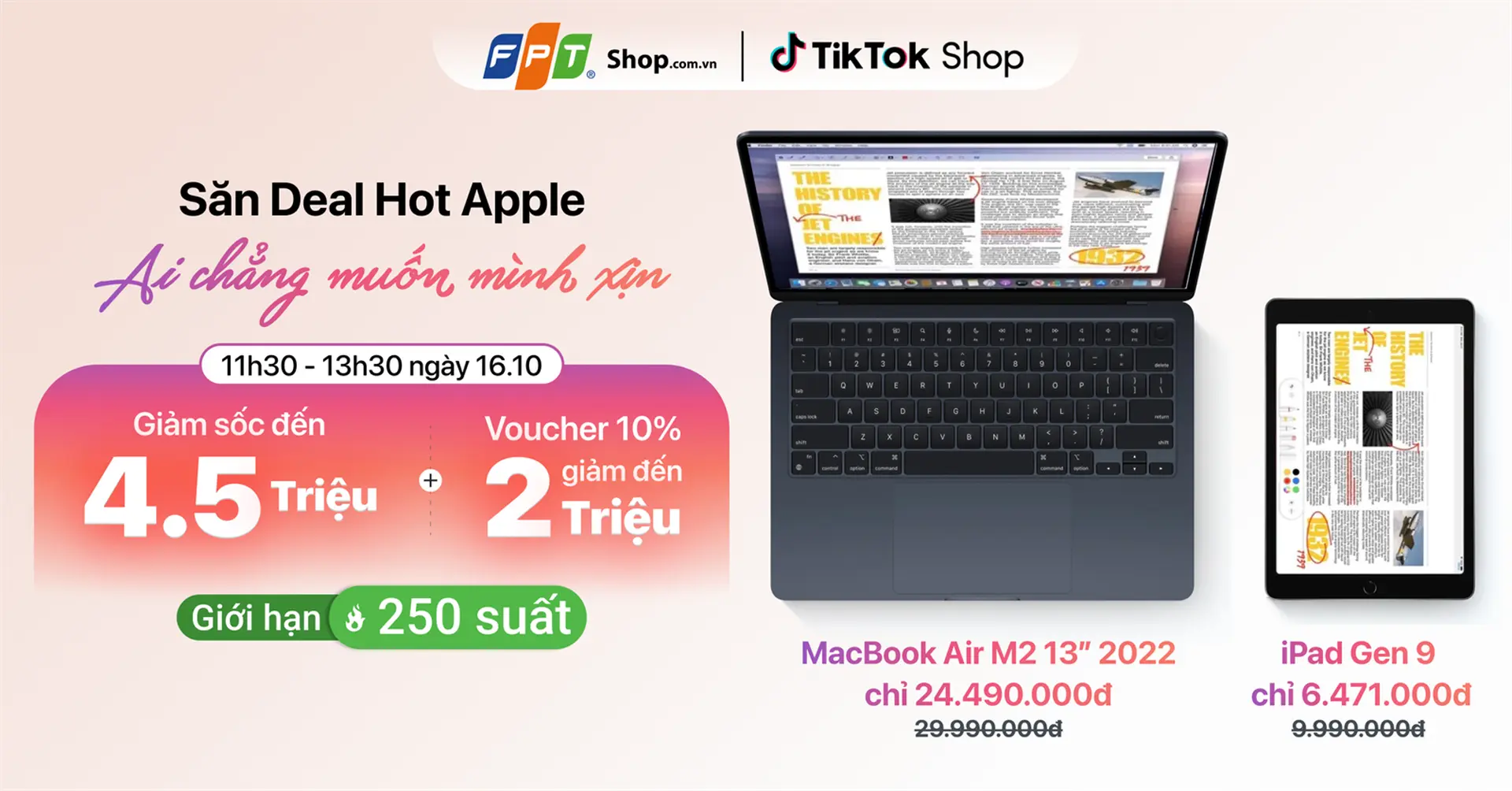 FPT Shop giảm sốc Apple đến 4.5 triệu trên Livestream Tiktok FPT Shop Official