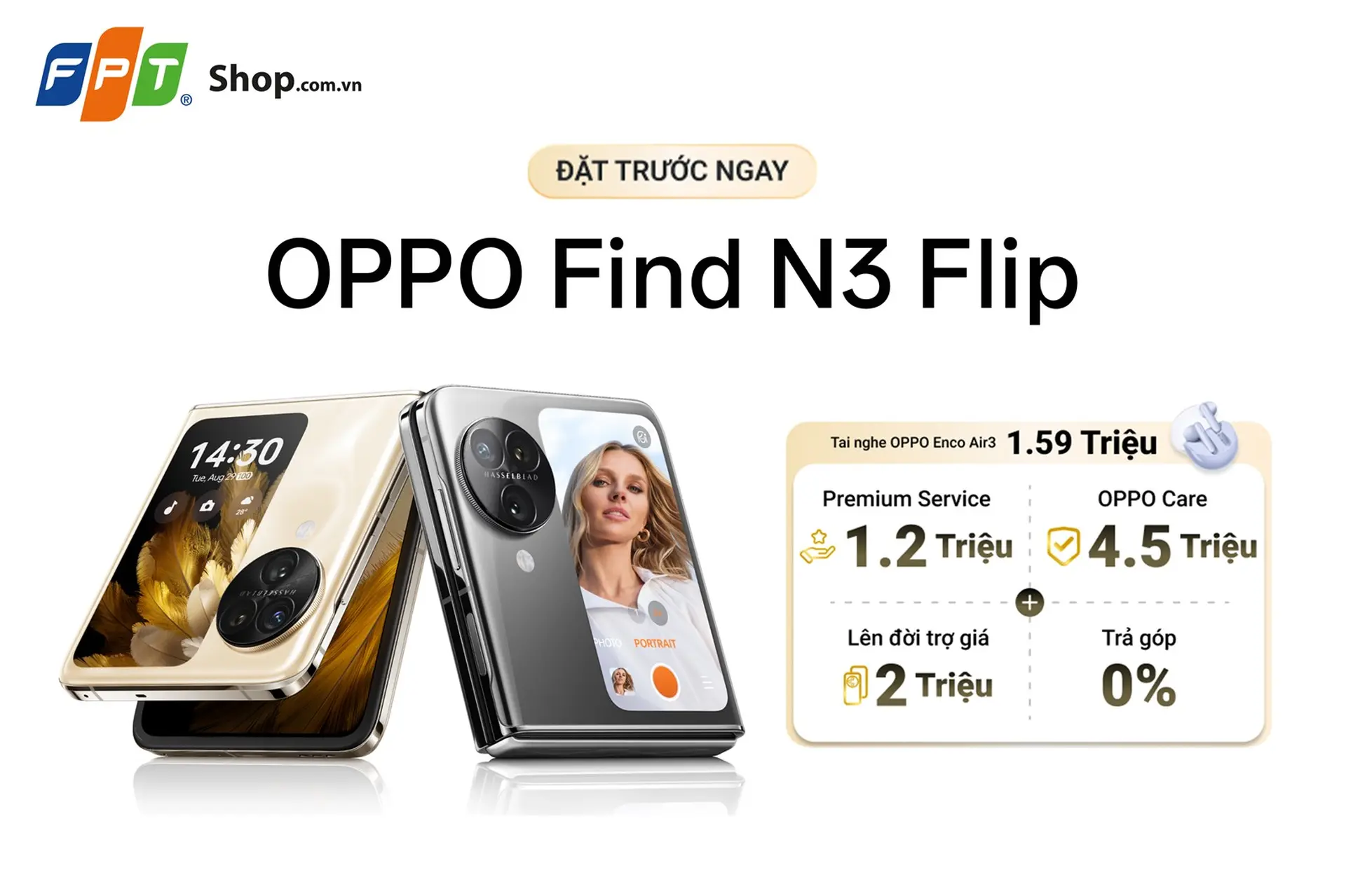 Đặt trước OPPO Find N3 Flip tại FPT Shop - Nhận ngay ưu đãi giá trị hơn 7.000.000 đồng.