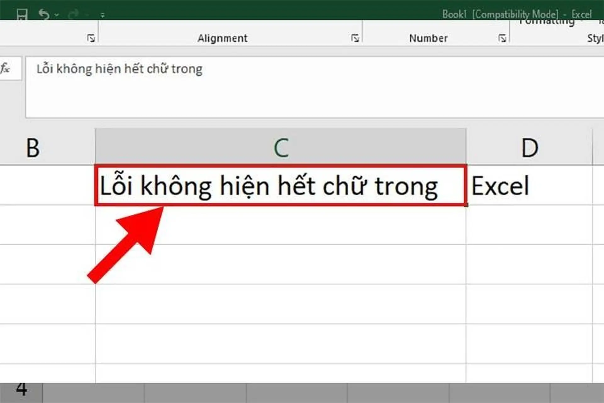 Sửa lỗi không hiển thị hết chữ trong Excel nhanh, gọn, lẹ