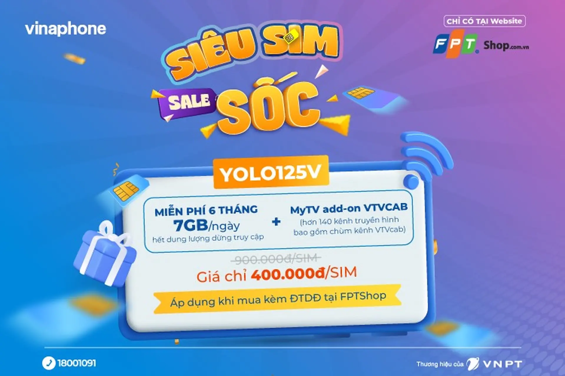 VinaPhone siêu ưu đãi giảm ngay 500.000đ cho khách hàng FPT Shop