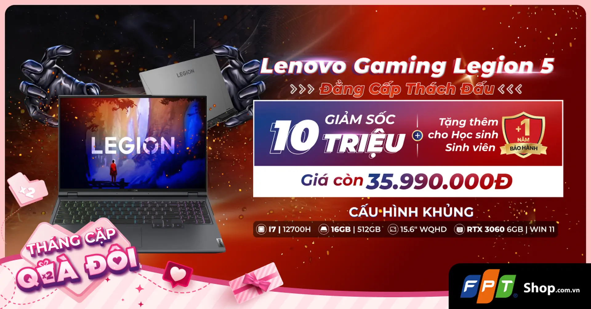 FPT Shop giảm đến 10 triệu cho Laptop Lenovo Gaming Legion