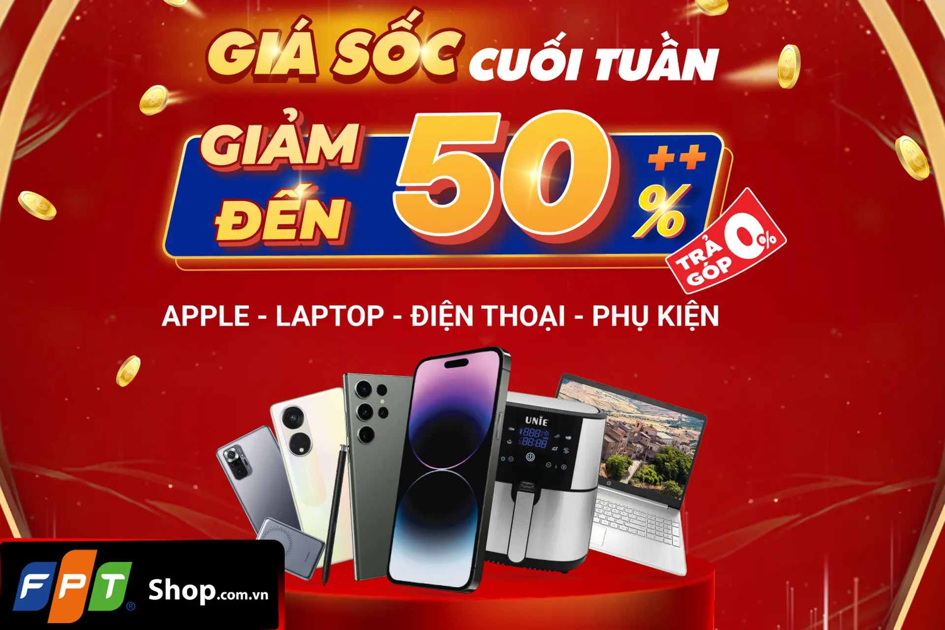 Giá sốc cuối tuần, FPT Shop giảm giá đến hơn 50% và ưu đãi trả góp 0% cho nhiều sản phẩm