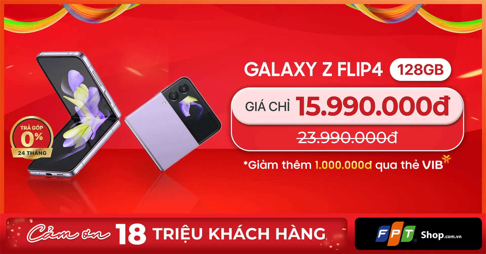 Cơ hội sở hữu Samsung Galaxy Z FLip4 chỉ với 15.990.000 đồng tại FPT Shop cùng nhiều ưu đãi hấp dẫn