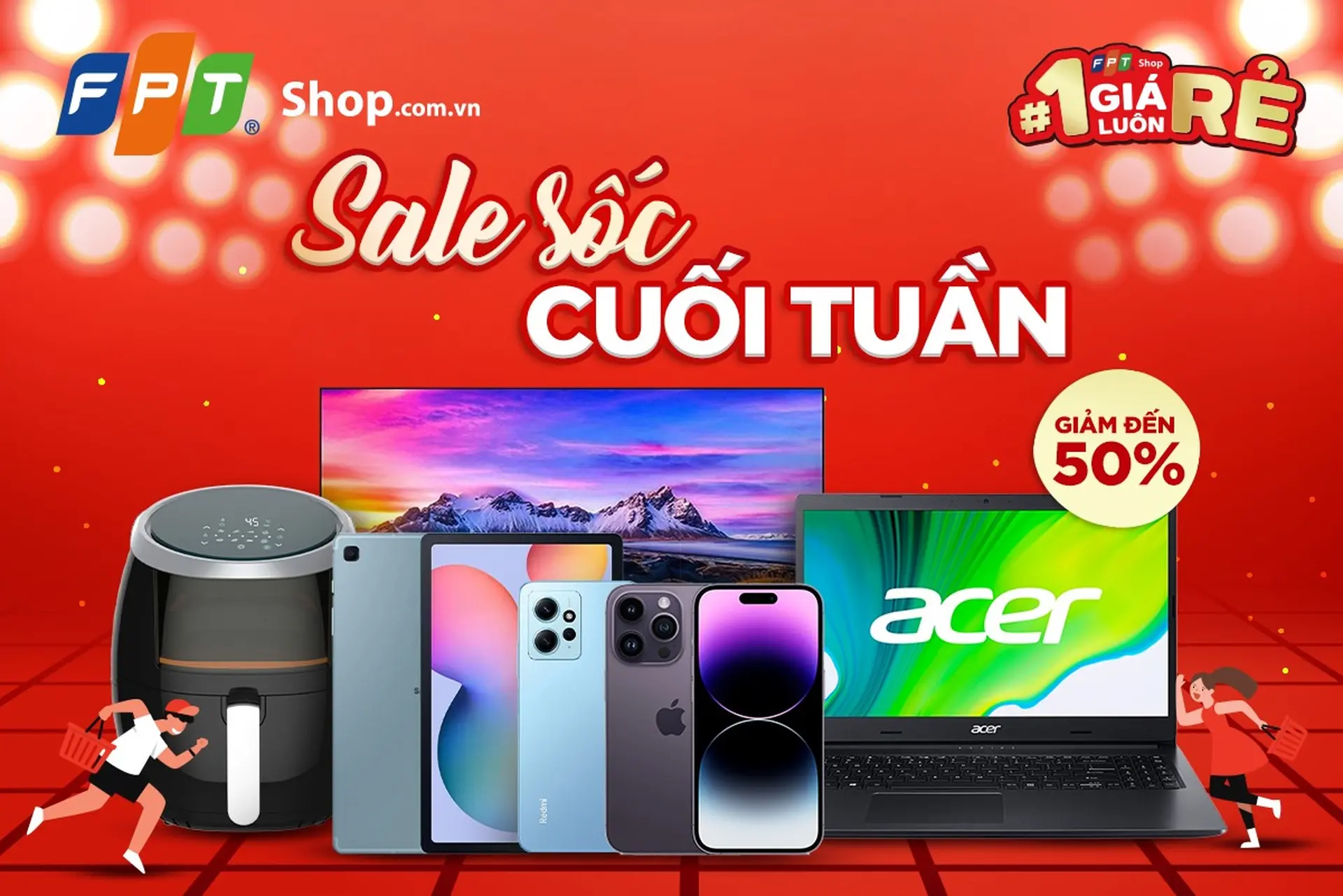Giá sốc cuối tuần: Hàng loạt sản phẩm giảm hơn 50% tại FPT Shop