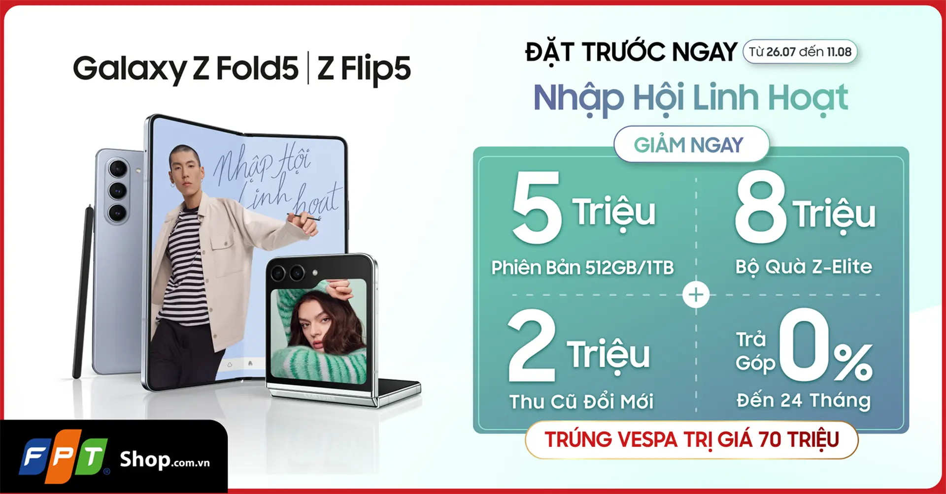 Đặt trước Galaxy Z Fold5 | Z Flip5 - Rước ngay Vespa sành điệu