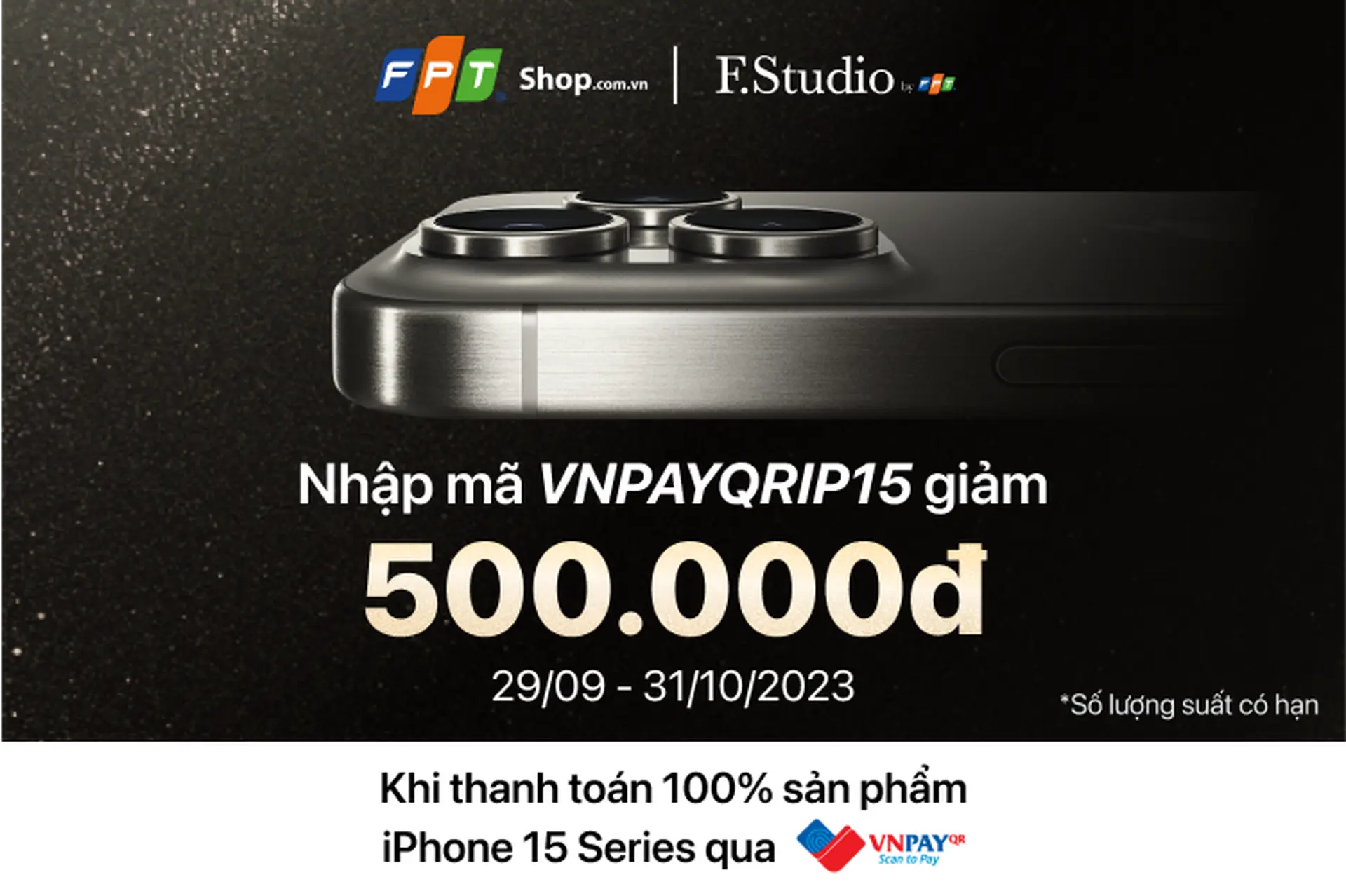 FPT Shop giảm ngay 5% tối đa 500.000 đồng khi thanh toán qua ví VNPay