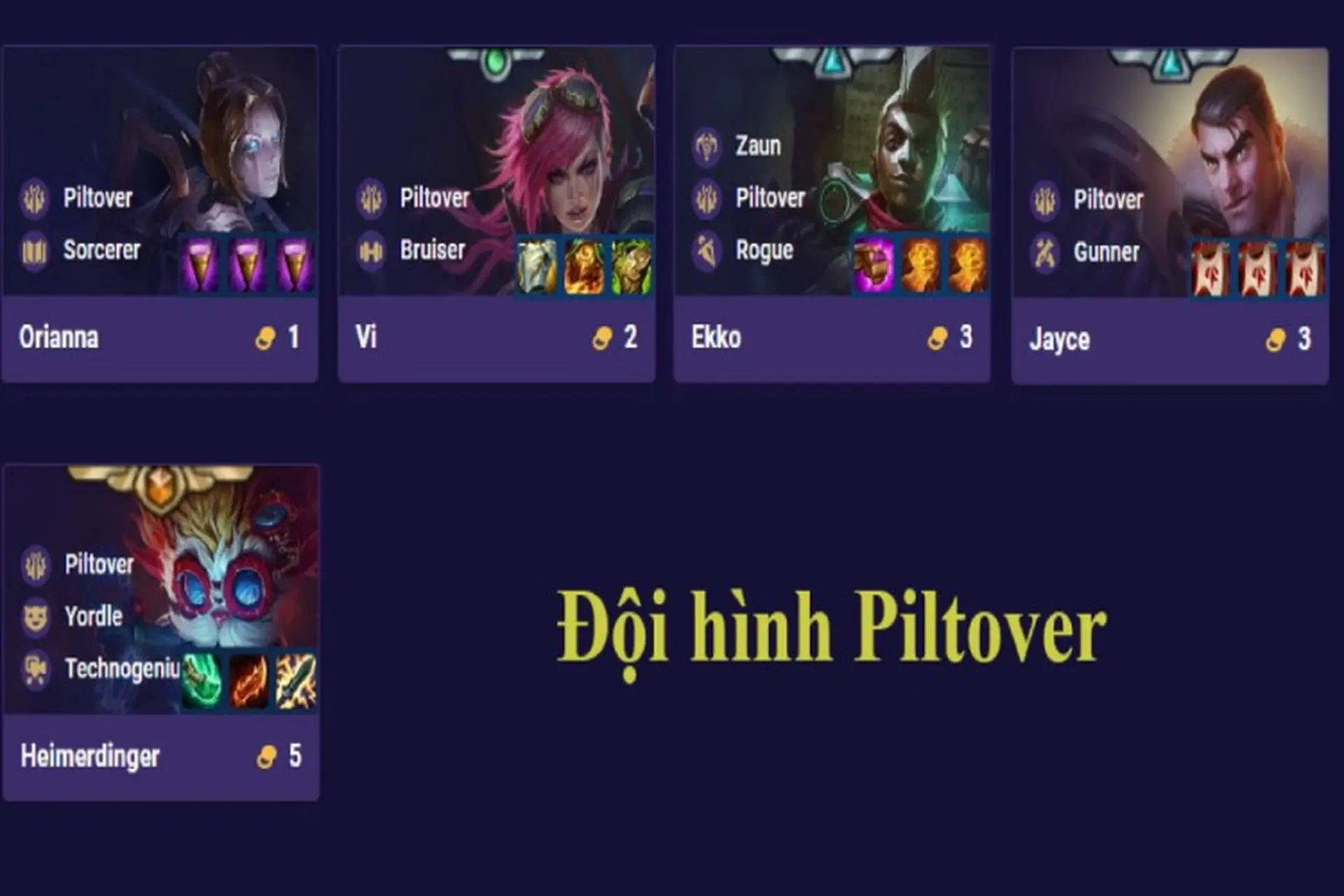 Piltover - Cách để xây dựng đội hình trong ĐTCL mùa 9 đầy đủ và chi tiết nhất