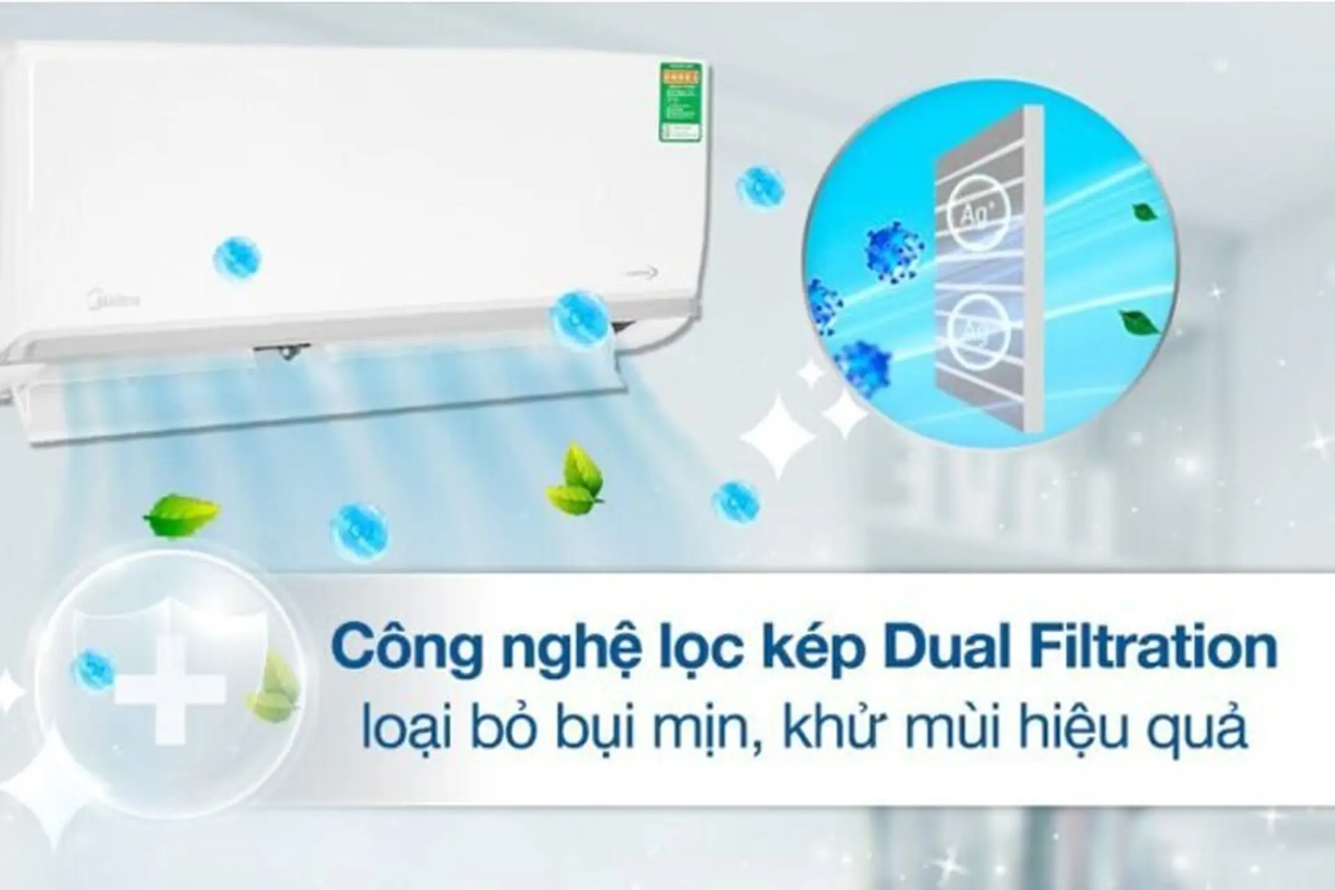 Khám phá công nghệ lọc kép Dual Filtration hiện đại độc quyền của dòng máy lạnh Midea