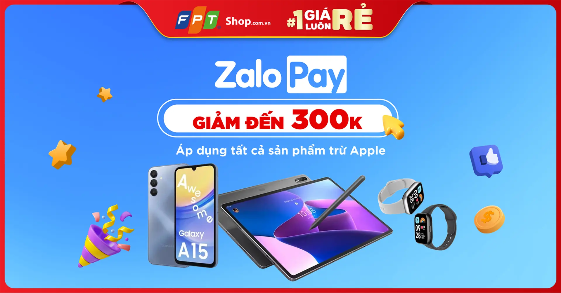 FPT Shop giảm đến 300.000đ cho đơn hàng từ 5 triệu