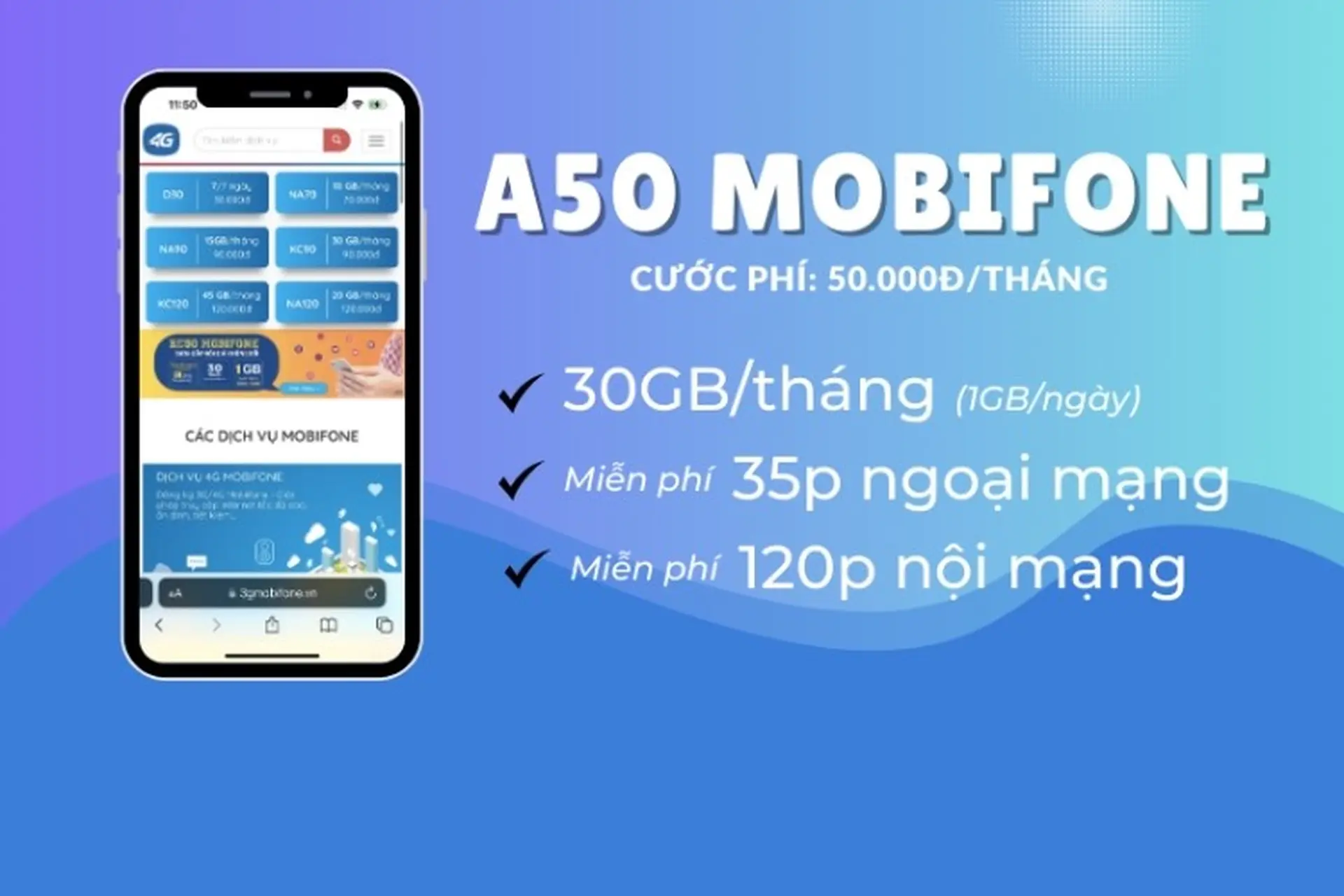 Tất tần tật về gói A50 Mobifone: Siêu ưu đãi chỉ 50K/tháng, thả ga lướt Web với data “khủng”