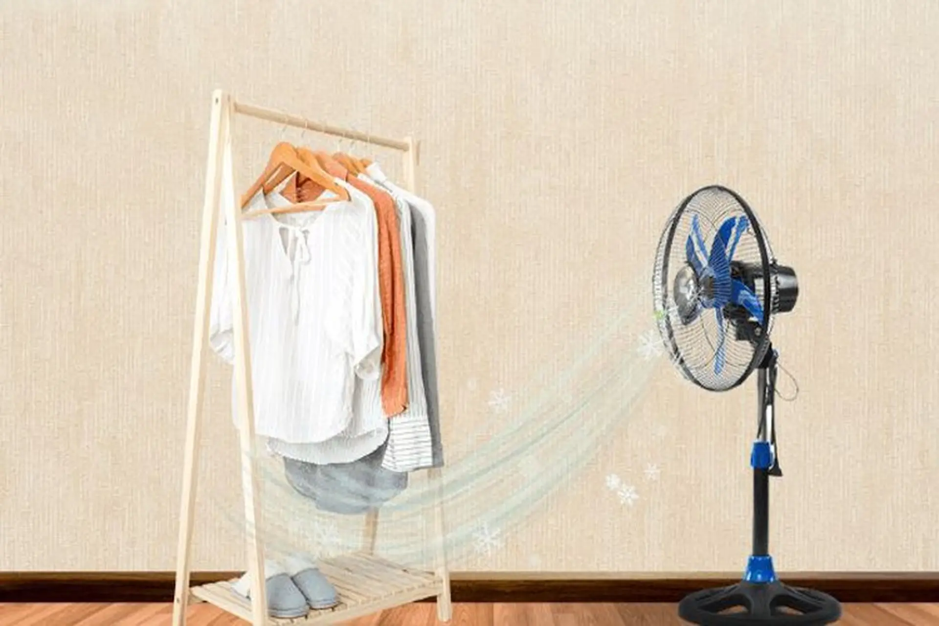 Cách làm khô quần áo bằng quạt: Bí quyết giúp quần áo khô nhanh, thơm tho ngày nồm ẩm