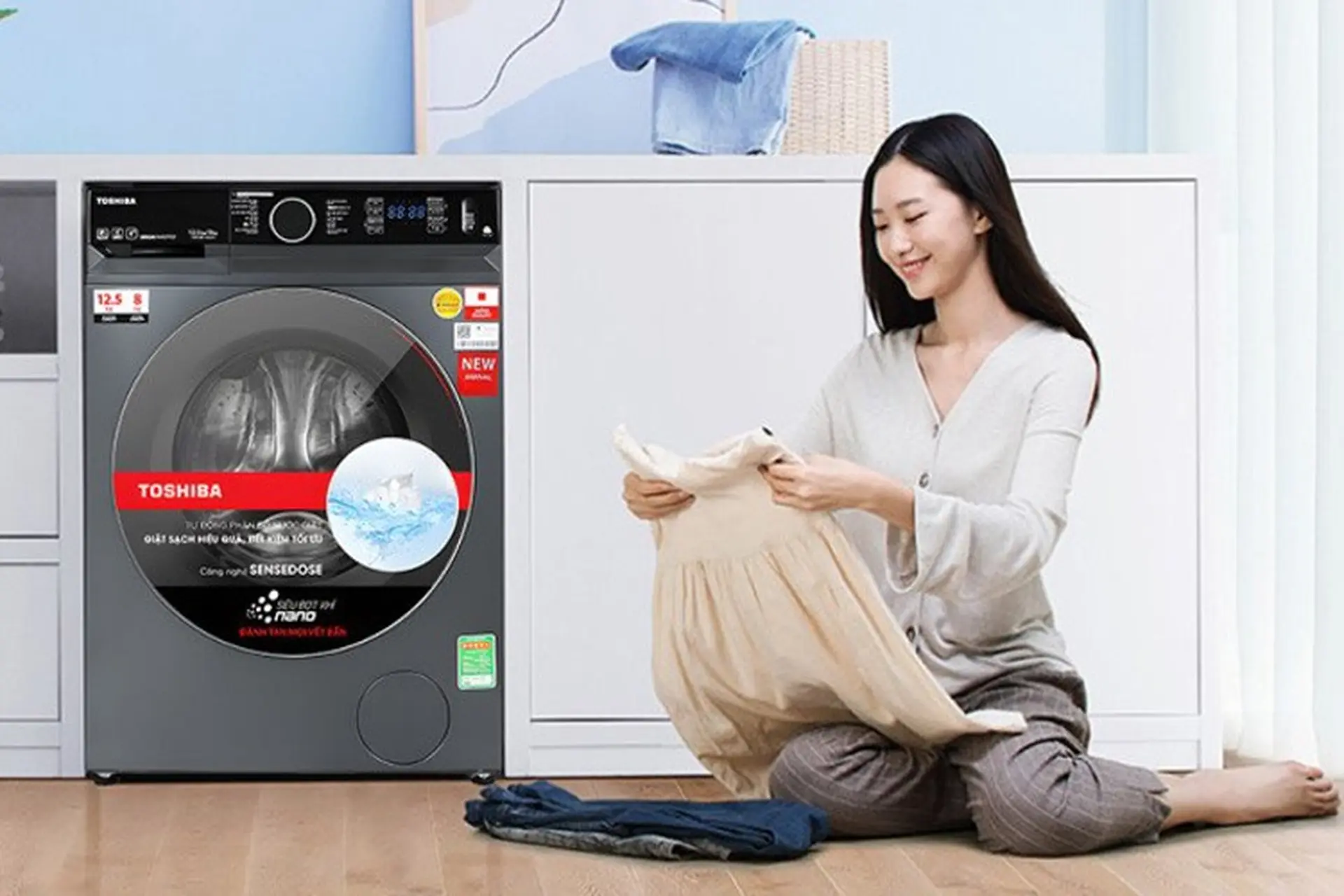Cách sử dụng chế độ sấy khô máy giặt Toshiba siêu tiện ích, tiết kiệm thời gian, công sức