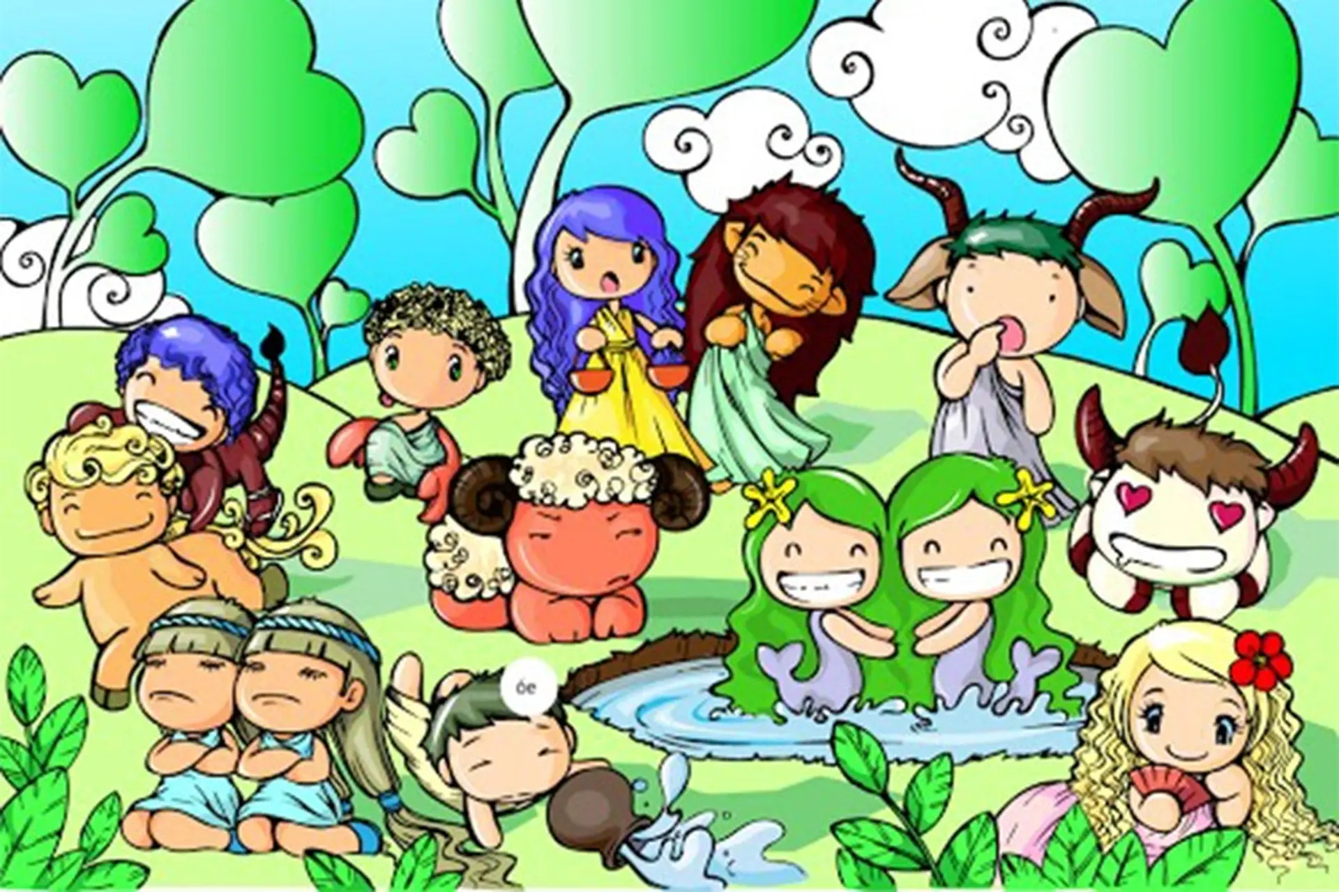 Tổng hợp bộ tranh tô màu anime 12 cung hoàng đạo đáng yêu, cute mới nhất hiện nay