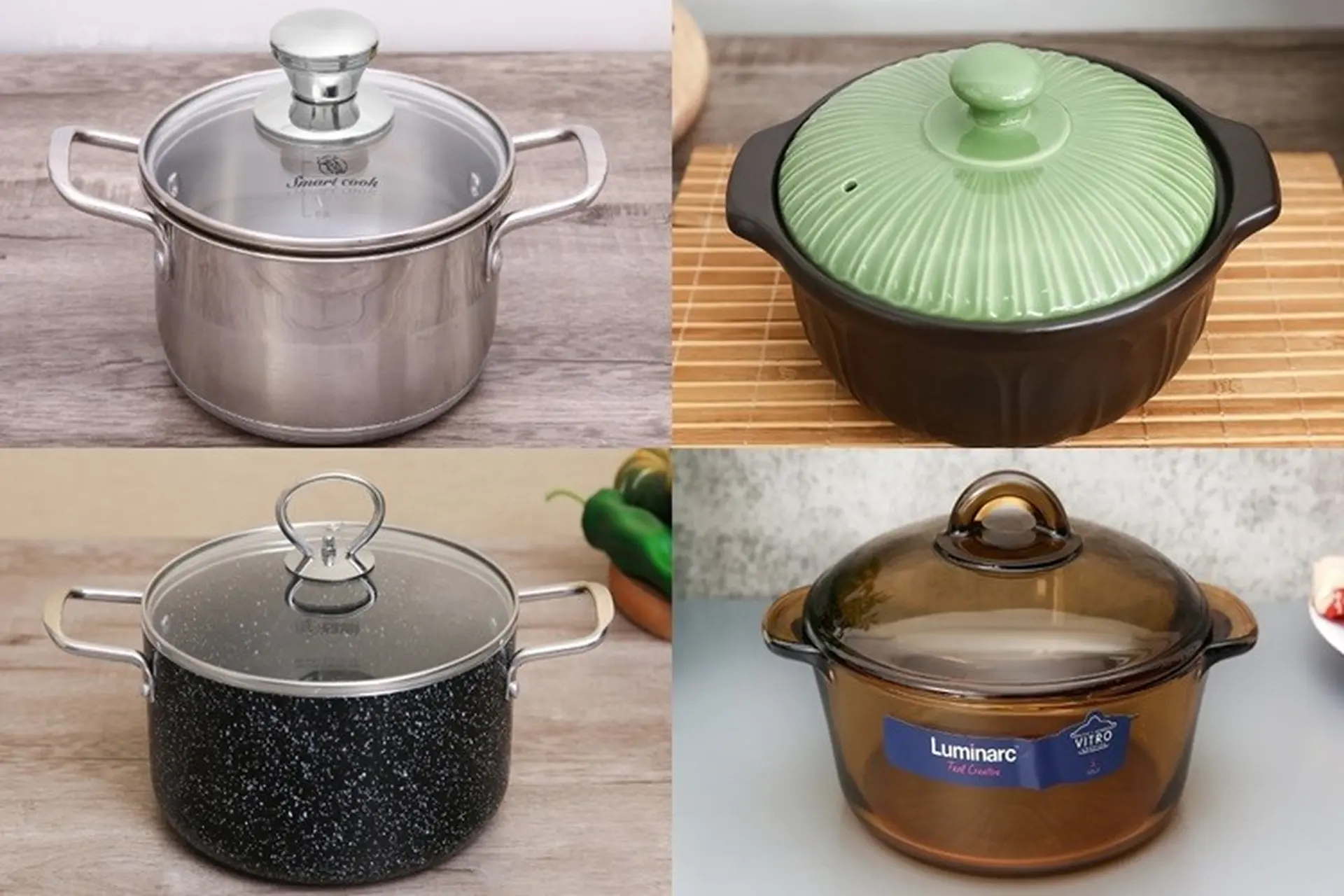So sánh các loại nồi inox, nhôm, đất, thủy tinh và gang - Những thông tin hữu ích giúp bạn dễ dàng lựa chọn