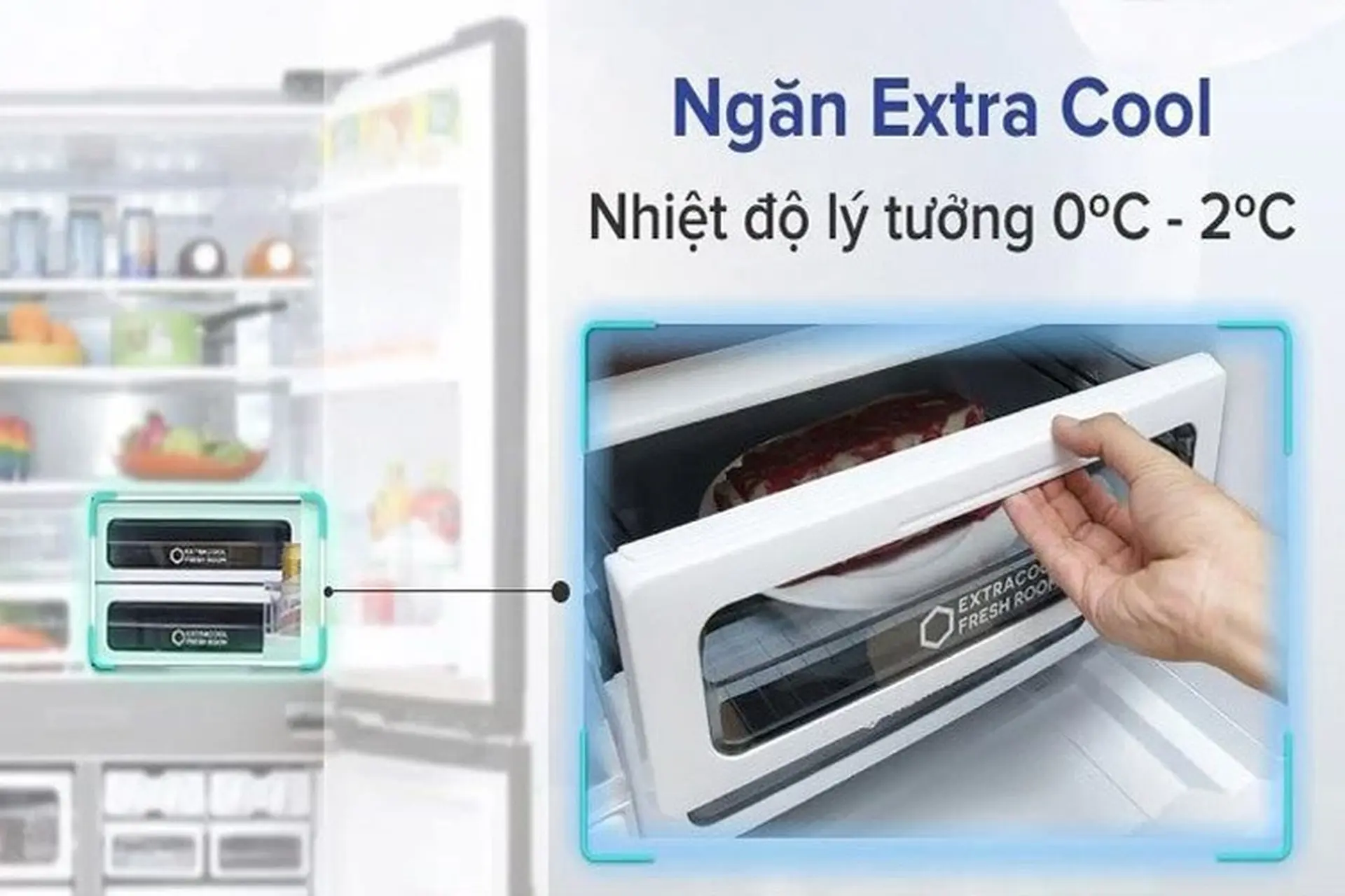 Ngăn làm lạnh nhanh Extra Cool: Bảo quản thực phẩm hiệu quả, ướp lạnh đồ uống cấp tốc