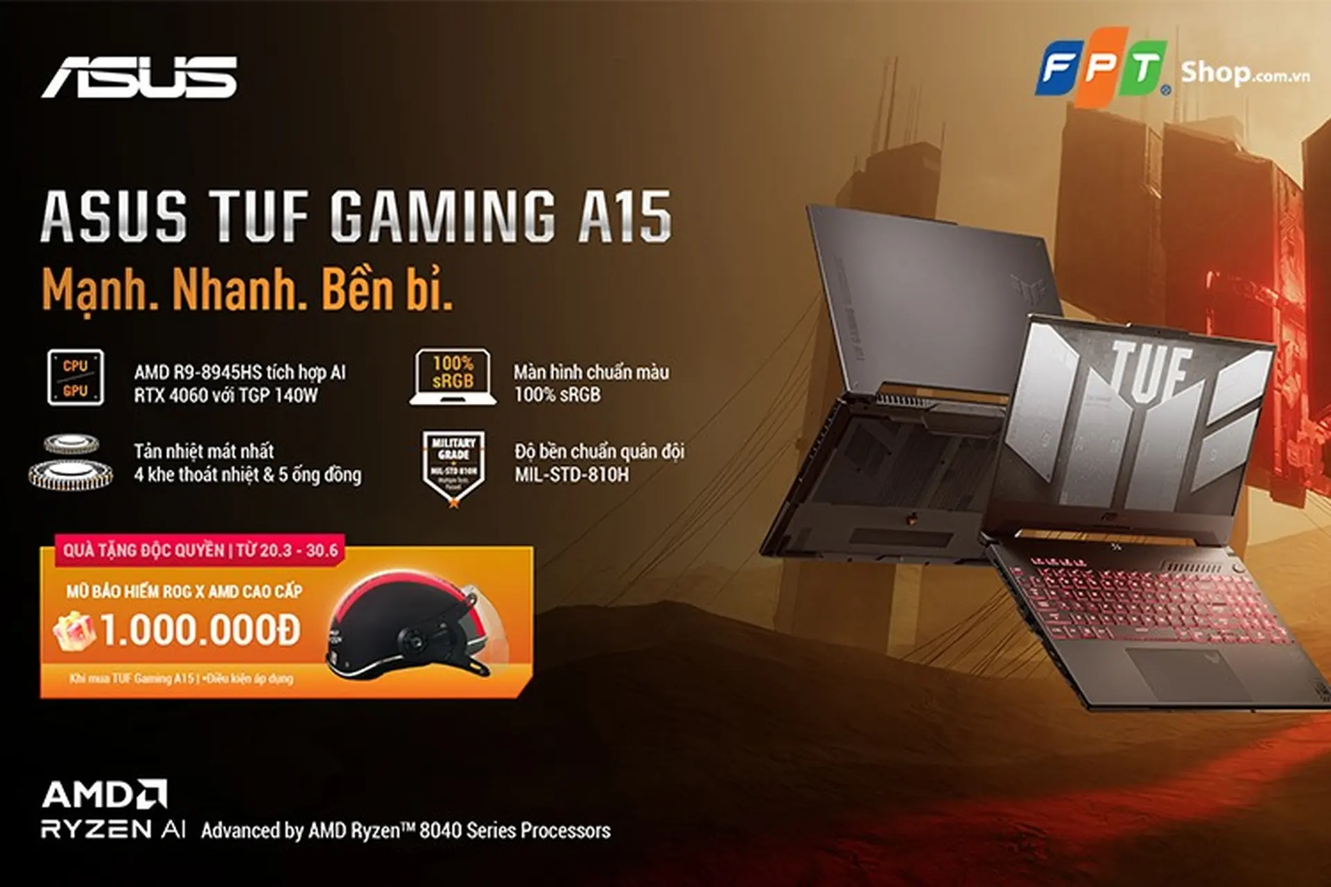 Mua ASUS TUF GAMING A15 - Nhận quà độc quyền từ ROG