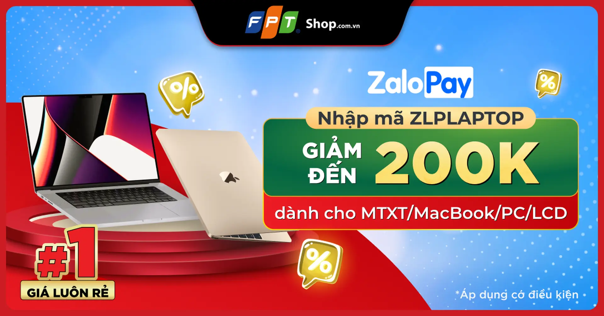 FPT Shop giảm đến 200.000đ cho đơn hàng Laptop, Macbook, PC, LCD