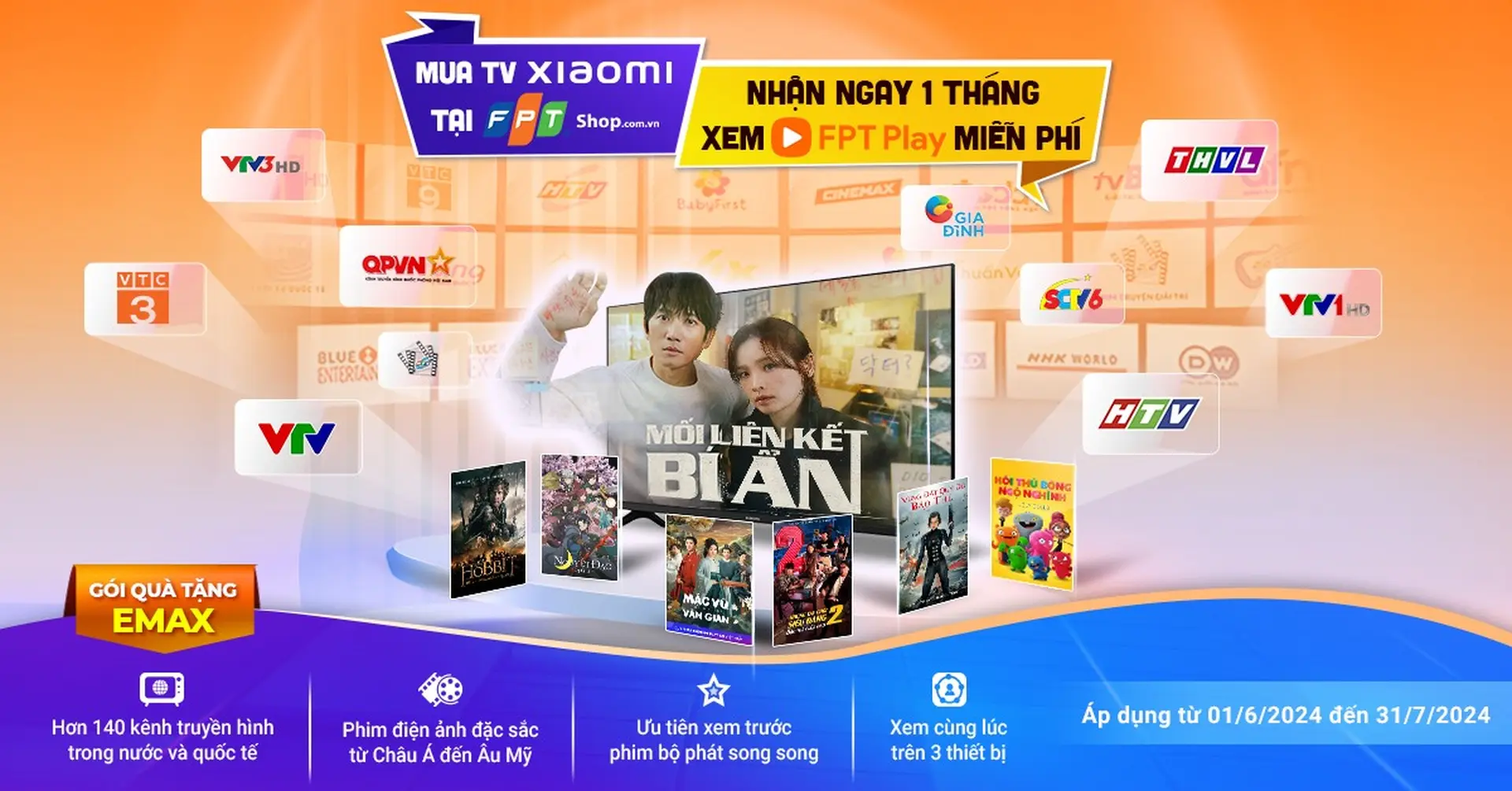 Khuyến mãi đặc biệt: Mua Tivi Xiaomi - Tặng Code eMax FPT Play