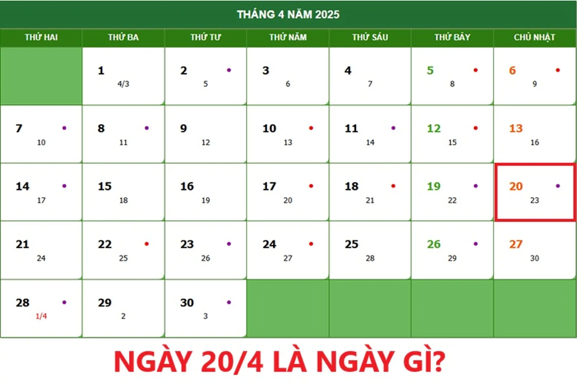 Ngày 20/4 là ngày gì? Một số sự kiện lịch sử trong và ngoài nước diễn ra vào ngày 20/4