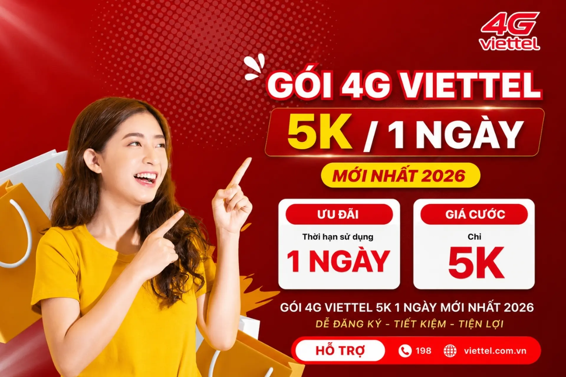 Gói 4G Viettel 5K 1 ngày mới nhất 2026 có ưu đãi gì? Có nên đăng ký không?