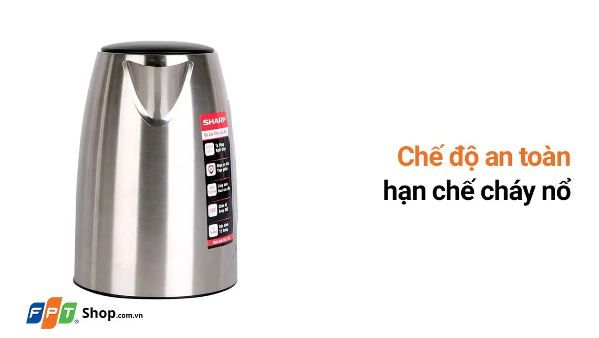 Bình đun siêu tốc inox Sharp 1.7 lít EKJ-17VSS-ST