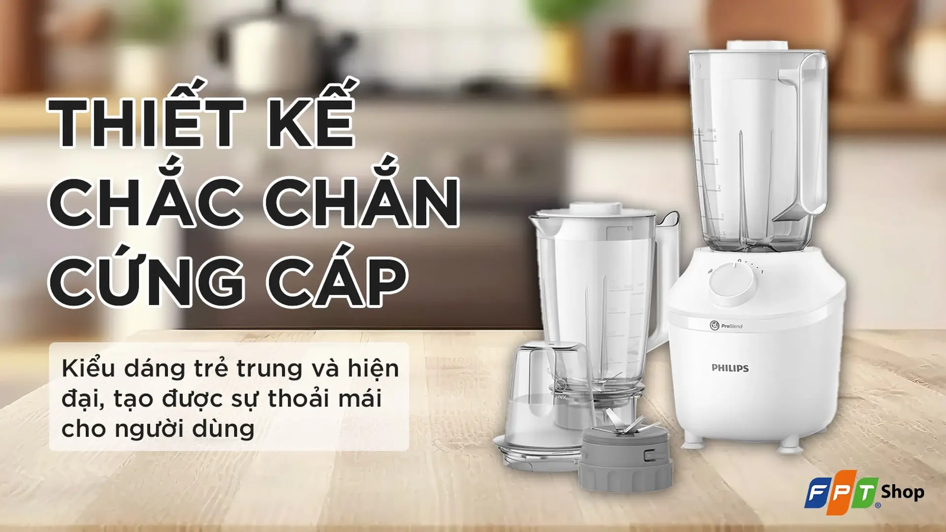 Máy xay sinh tố đa năng Philips HR2041/50 3 cối