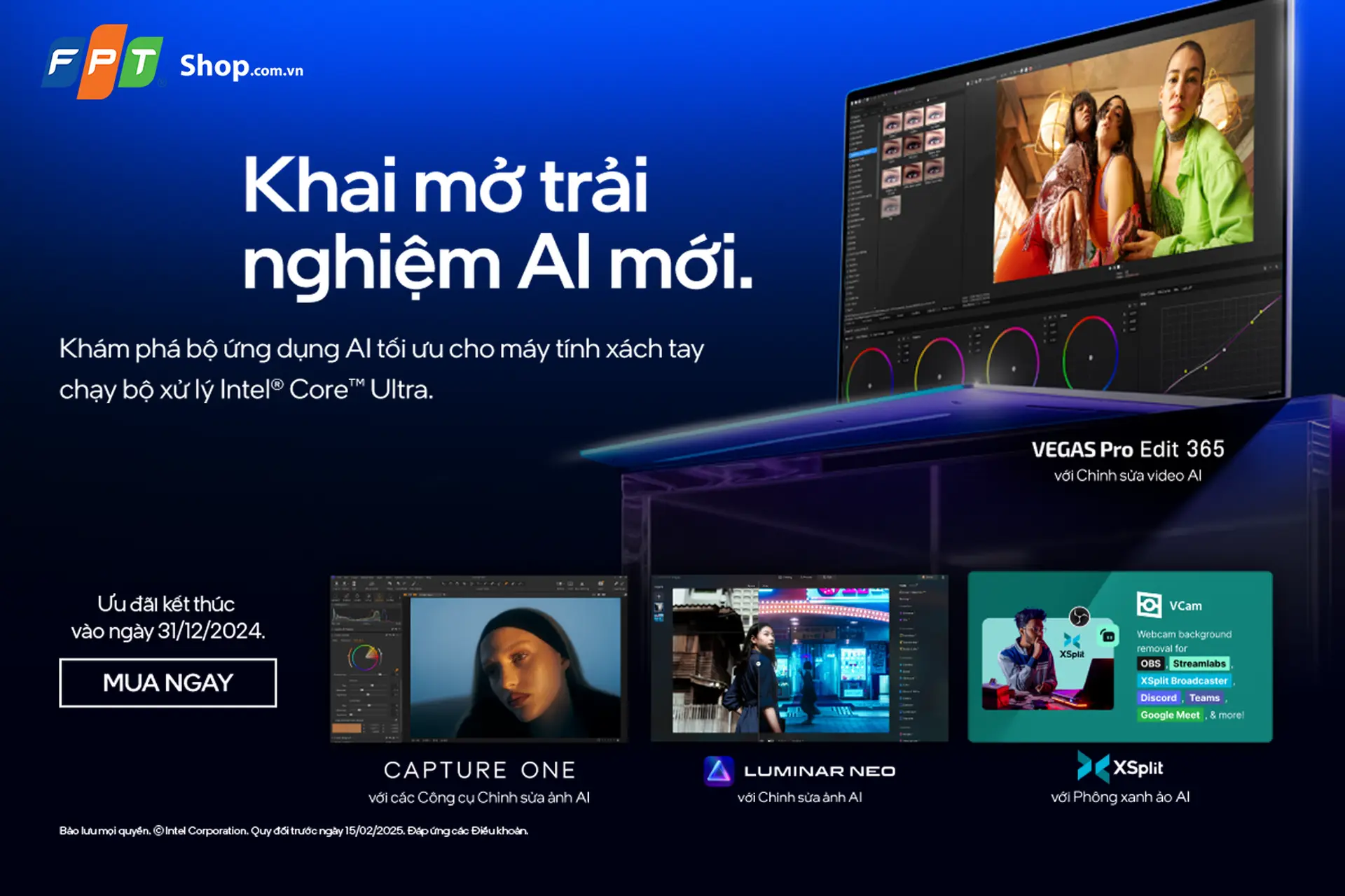 FPT Shop tặng ngay bộ ứng dụng AI khi mua laptop Intel® Core™ Ultra