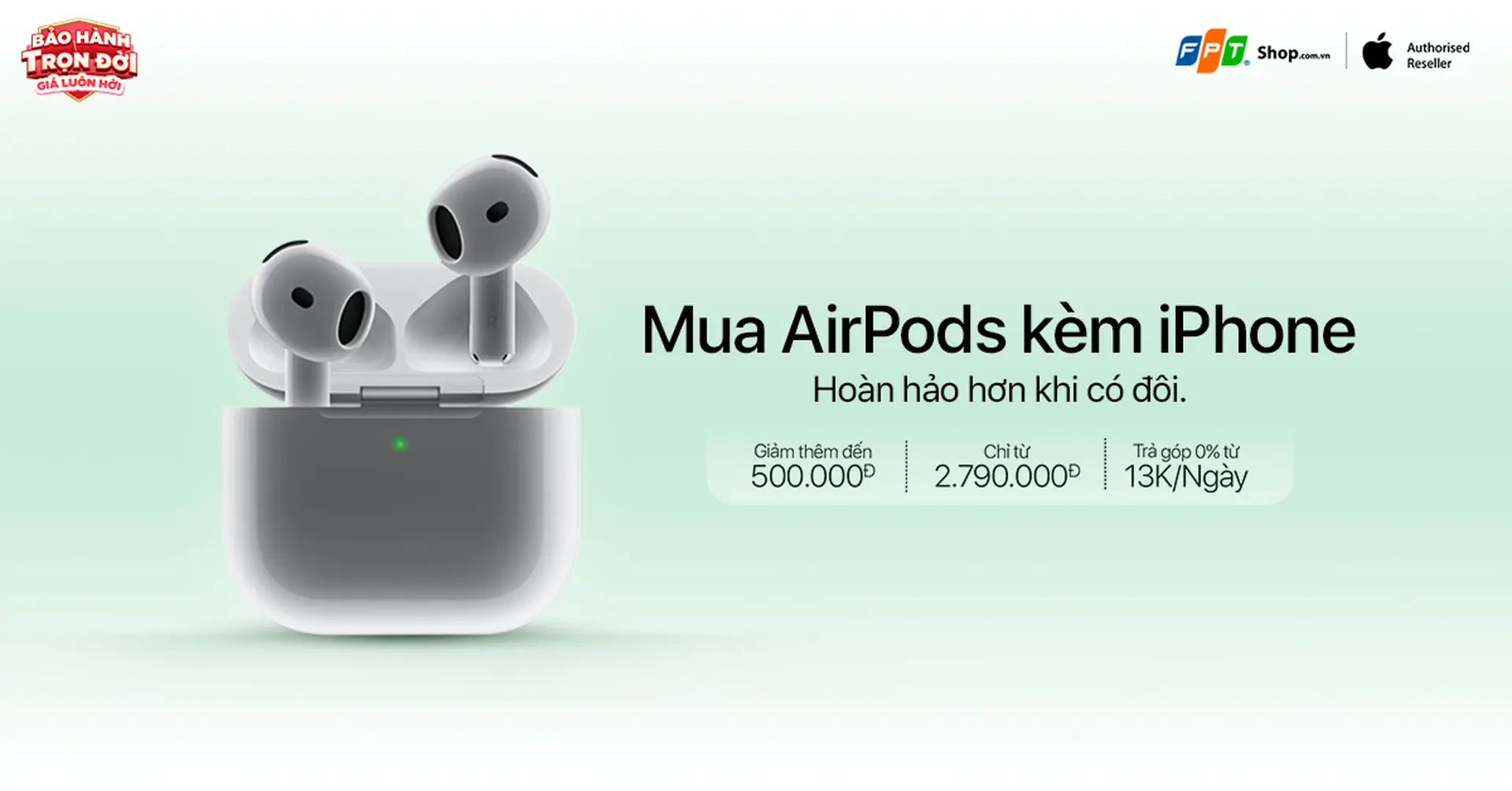 Mua AirPods kèm iPhone tại giảm thêm đến 500.000Đ