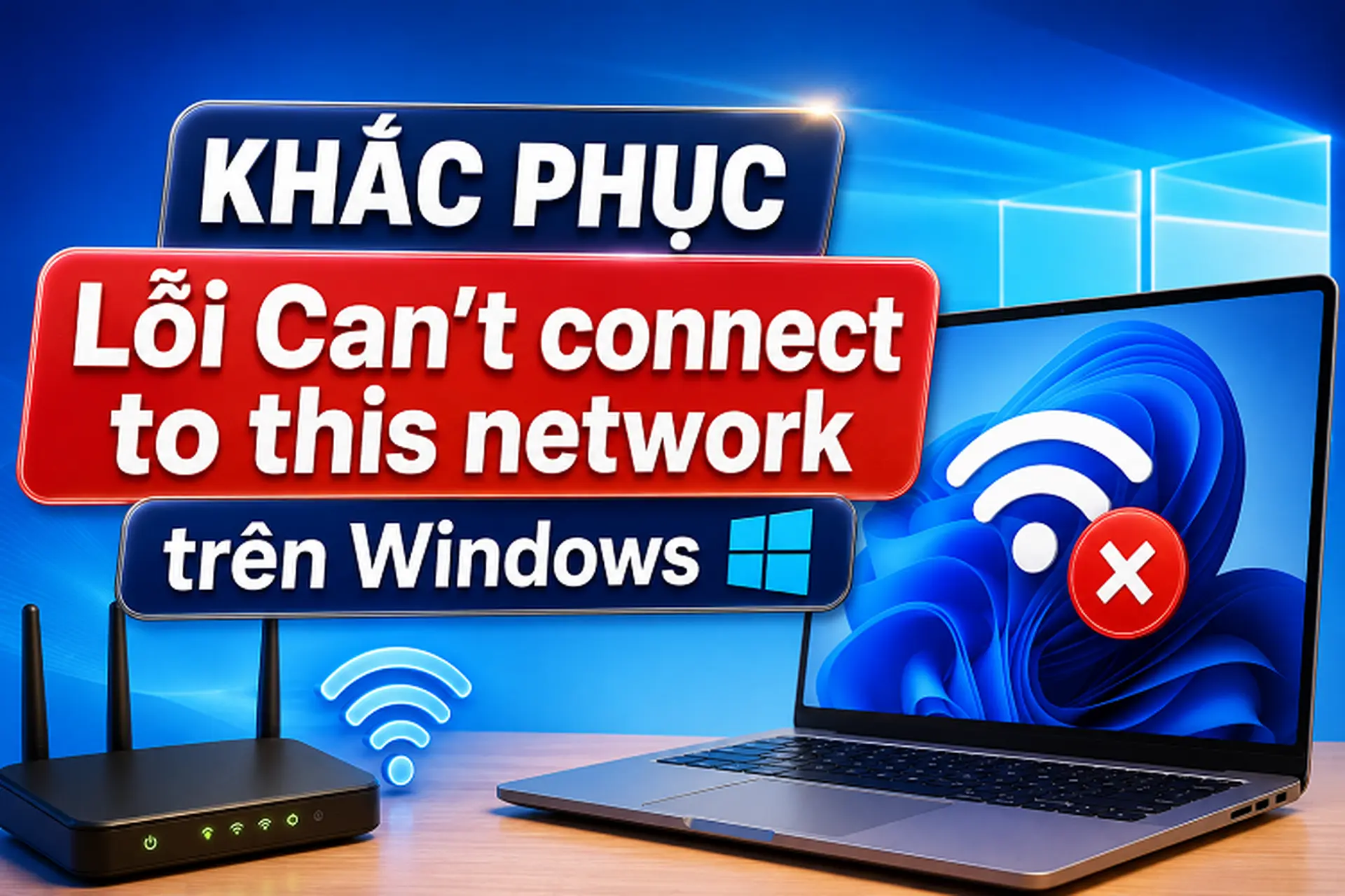 Lỗi Can't connect to this network trên Windows khiến bạn mất kết nối và cách tự sửa nhanh, hiệu quả tại nhà