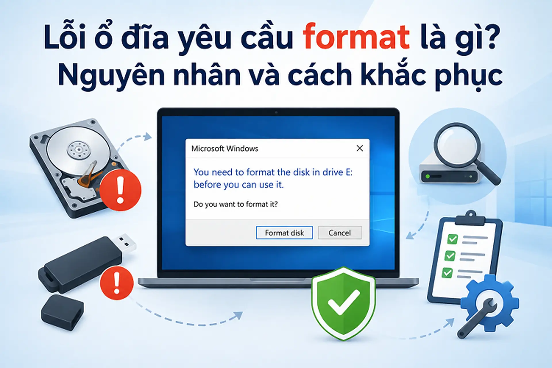 Bạn gặp lỗi ổ đĩa yêu cầu format trên Windows? Đừng vội bấm format nếu chưa đọc qua bài viết này!