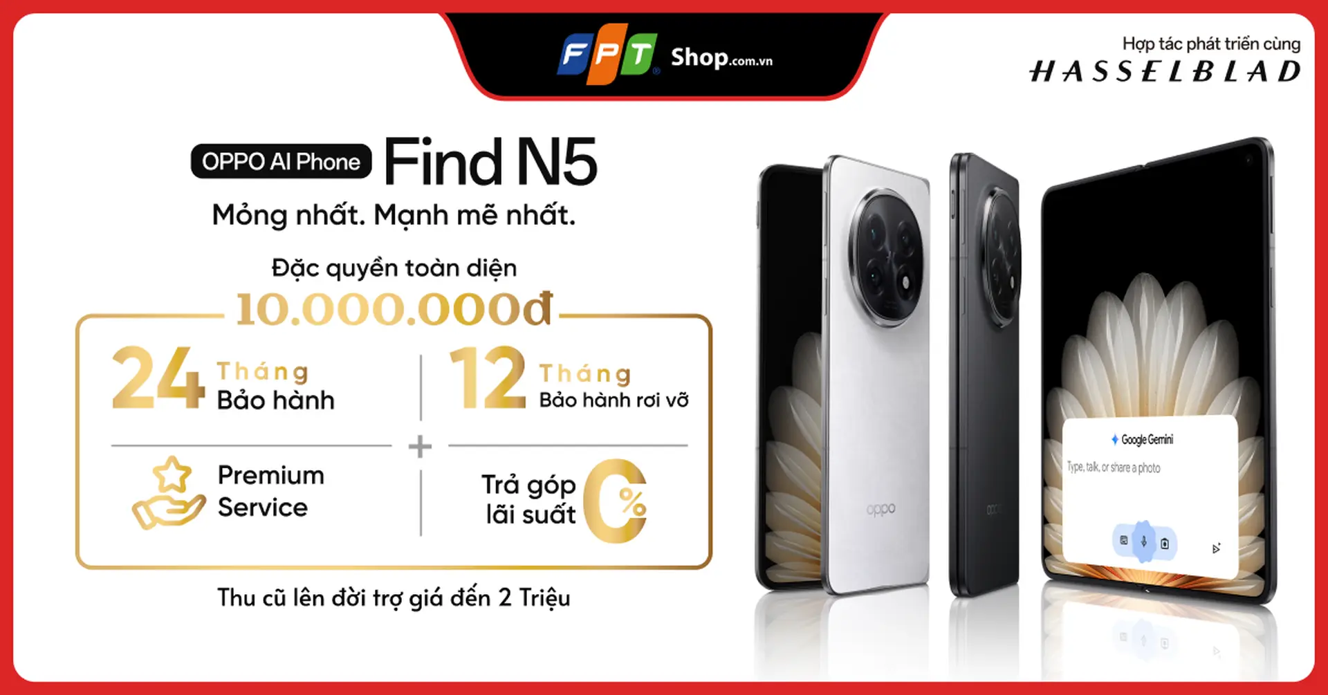 Trải nghiệm đỉnh cao cùng OPPO Find N5 – Nhận ưu đãi đến 10 triệu đồng tại FPT Shop