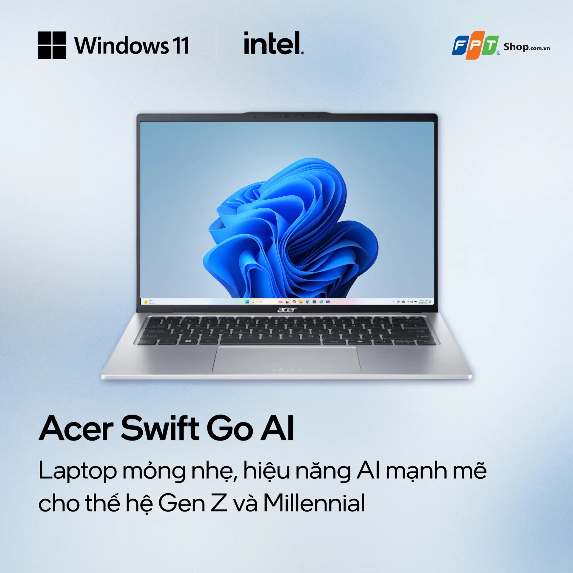 Acer Swift Go AI – Laptop mỏng nhẹ, hiệu năng AI mạnh mẽ cho thế hệ Gen Z và Millennial