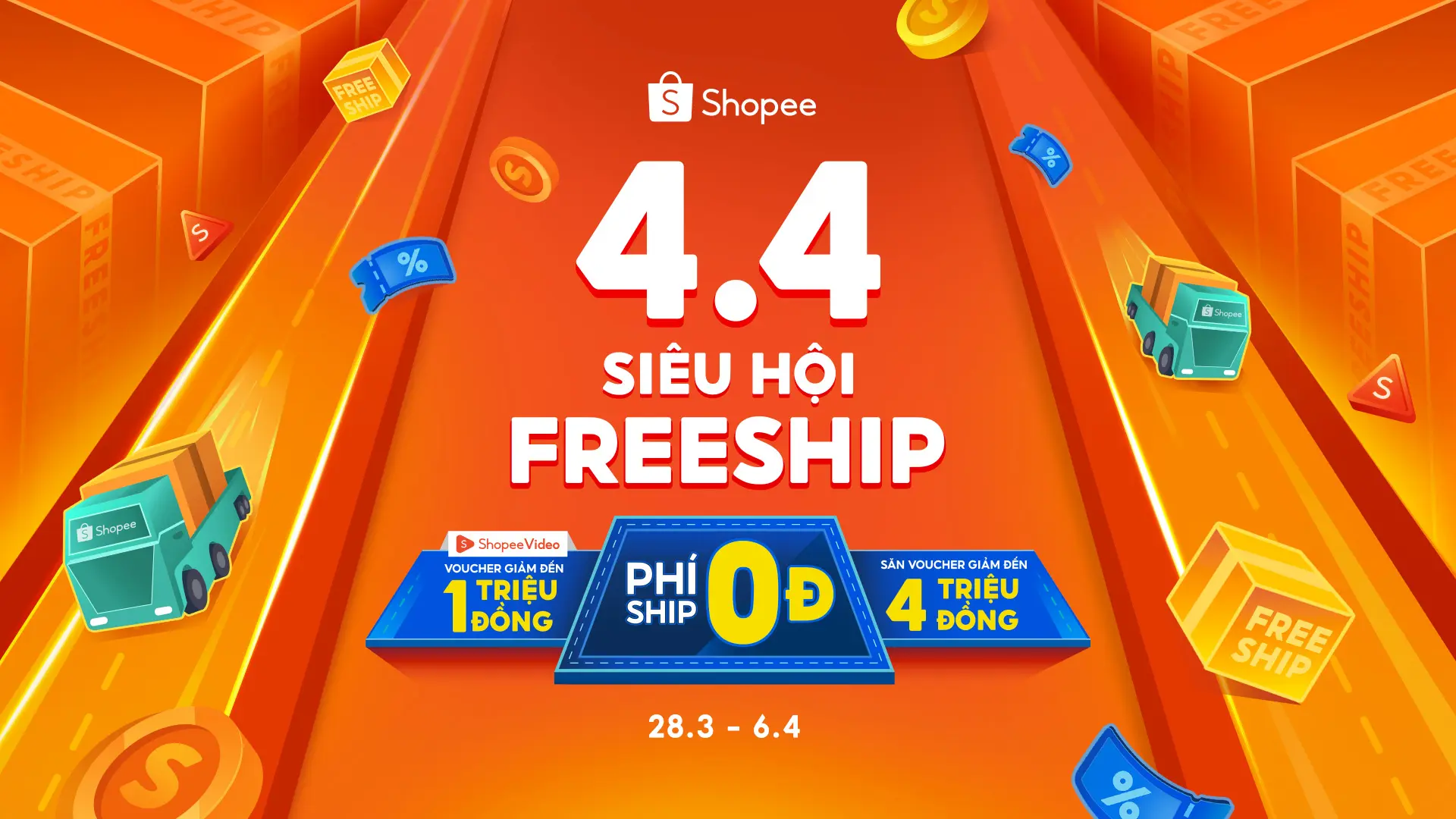 04/04 - Sale ngày đôi, săn hàng ngàn voucher trên gian hàng Shopee, TikTok Shop của FPT Shop