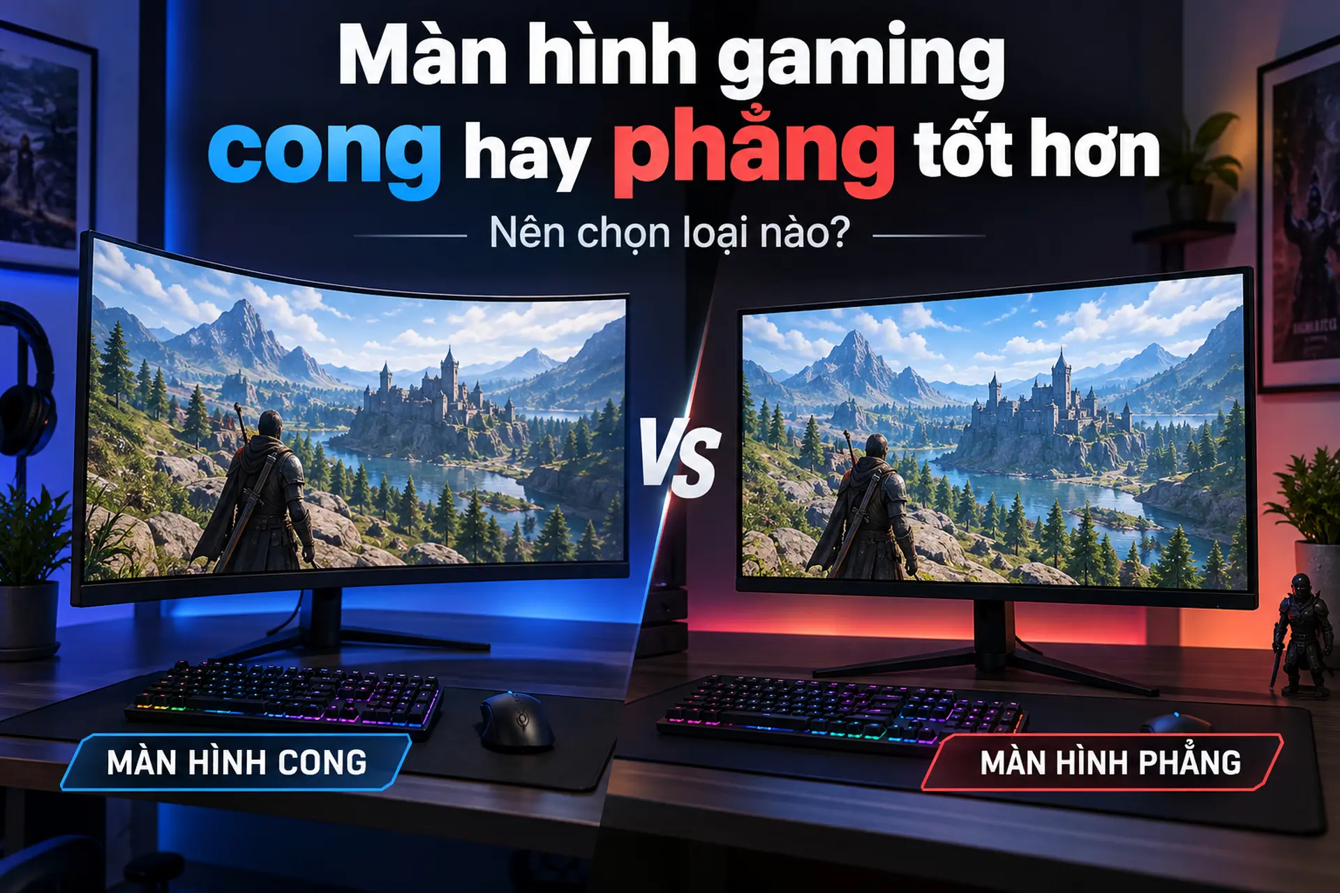 Màn hình gaming cong hay phẳng tốt hơn? So sánh chi tiết để chọn đúng theo từng thể loại game