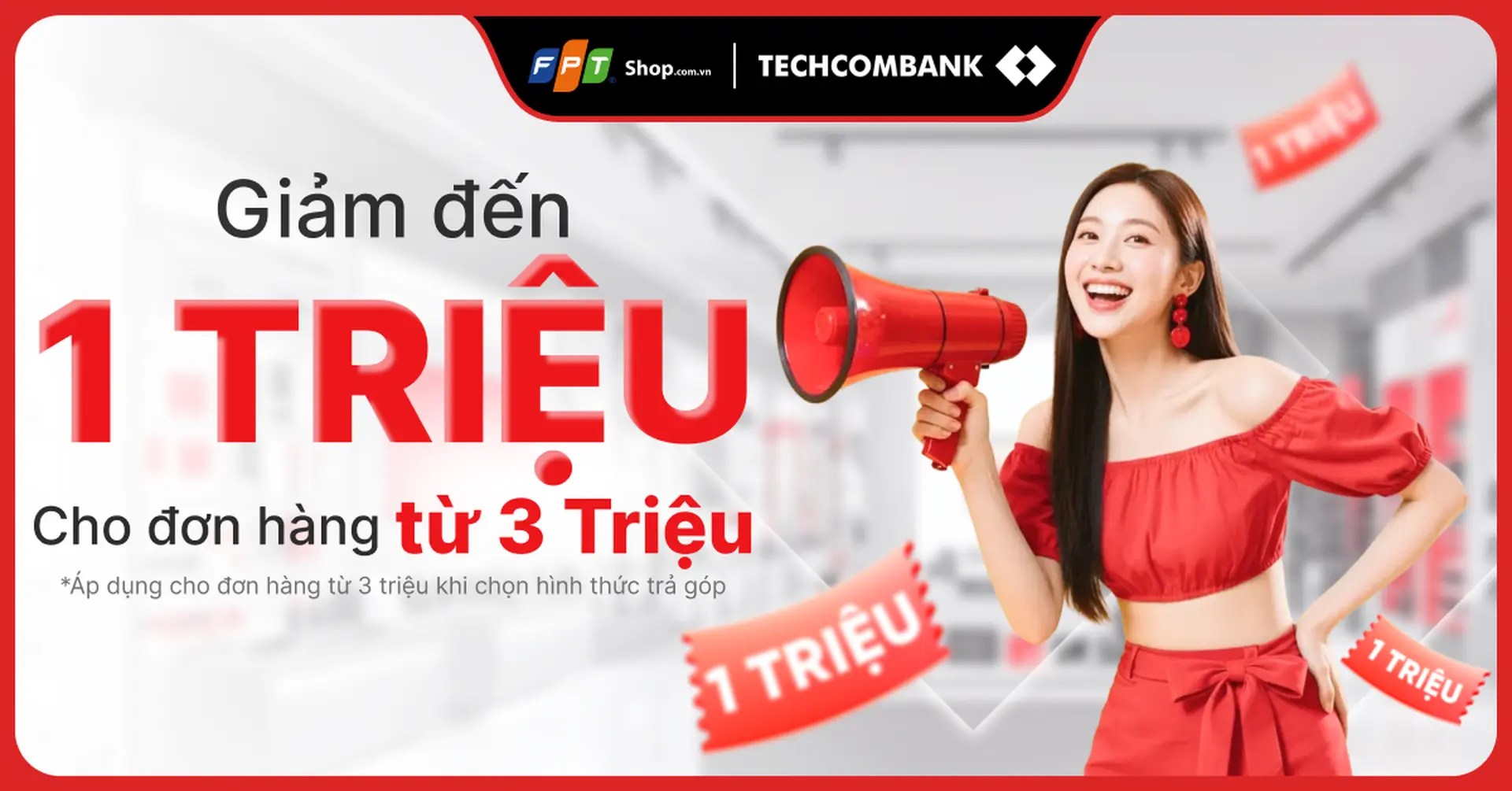Trả góp Techcombank Mastercard giảm đến 1 triệu đồng cho đơn hàng từ 3 triệu