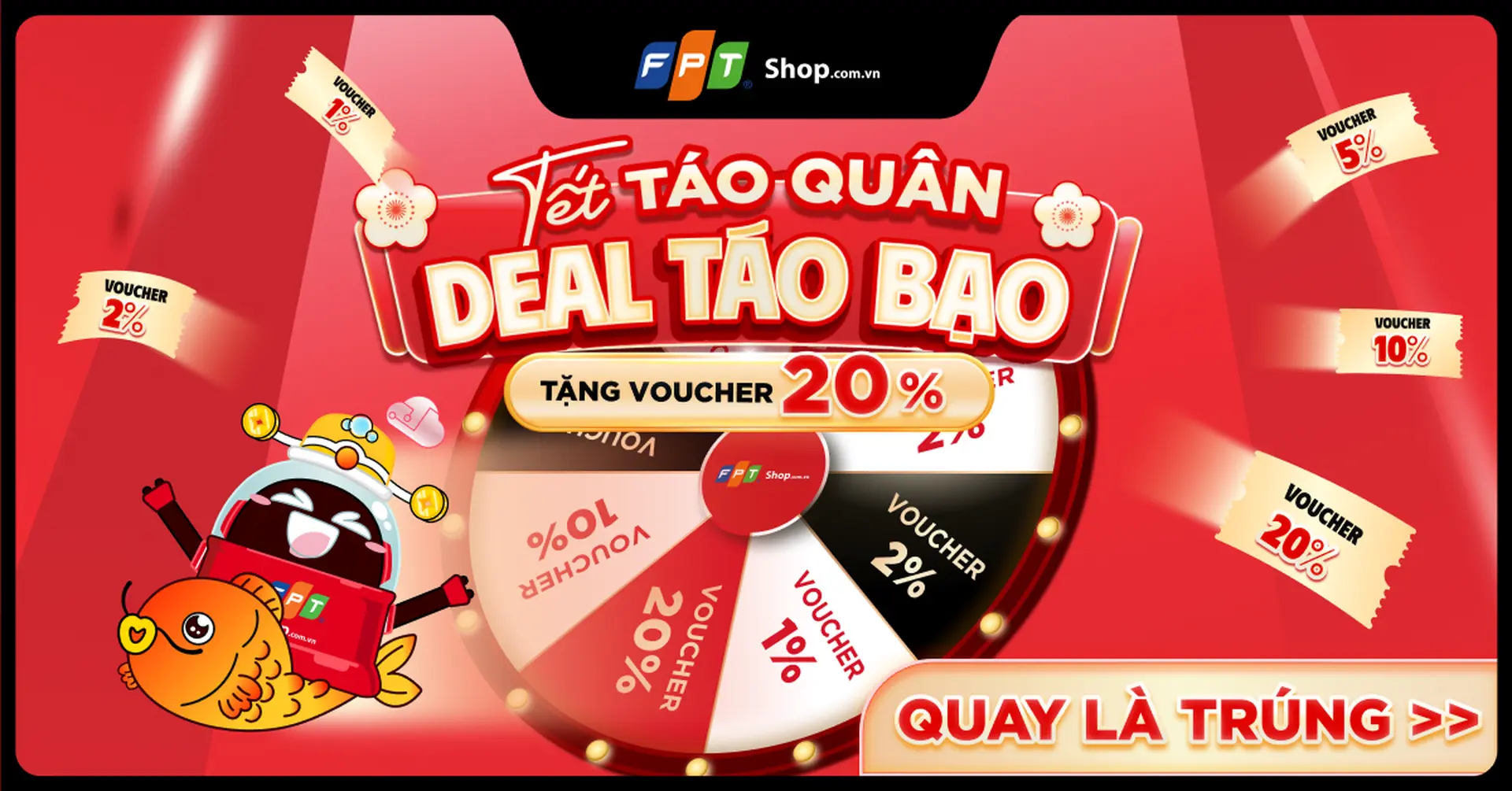 [HOT Minigame] Tết Táo Quân, Deal Táo Bạo: Tặng ngay voucher 20%