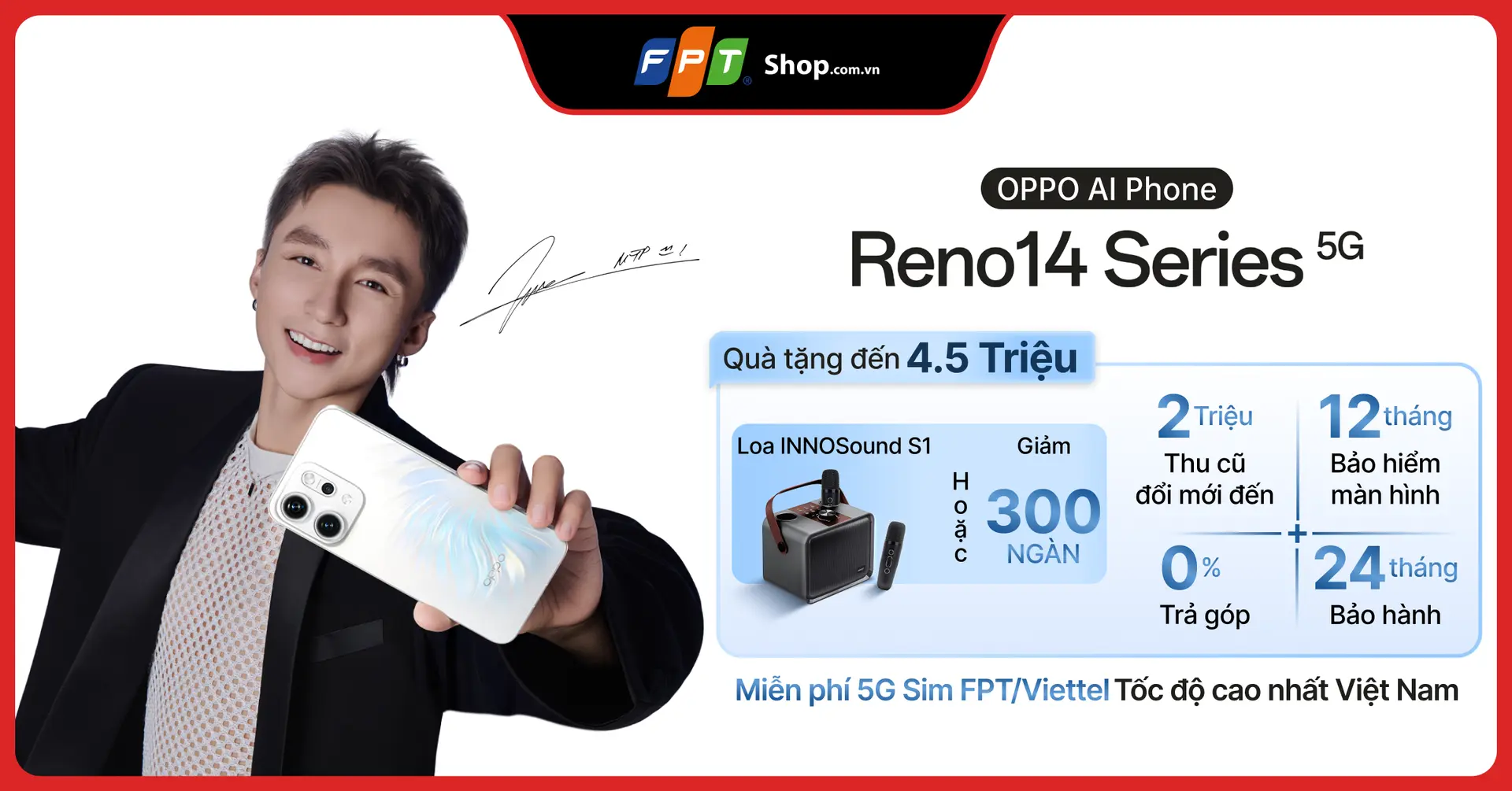Chốt đơn ngay OPPO Reno14 Series 5G tại FPT Shop – Rinh quà cực chất tới 4.5 triệu đồng