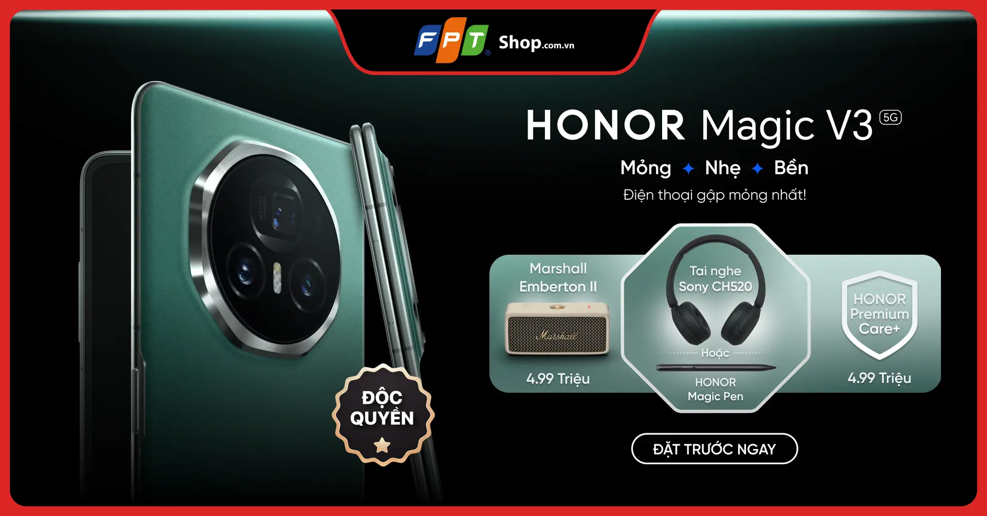 Đặt trước HONOR Magic V3 độc quyền tại FPT Shop, rinh quà tặng hấp