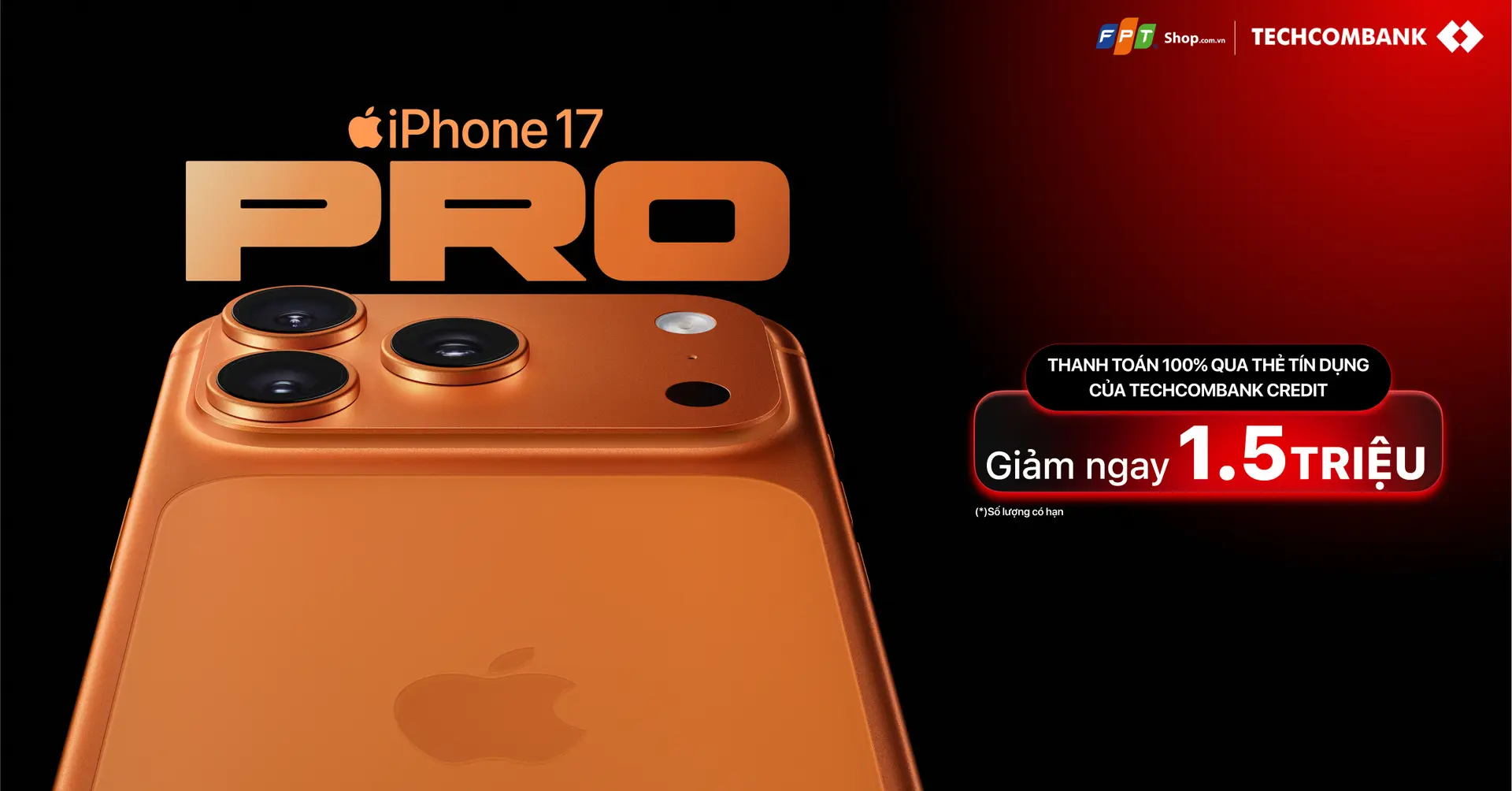 Thanh toán thẻ tín dụng Techcombank Credit giảm ngay 1.500.000Đ cho iPhone 17 và iPhone Air