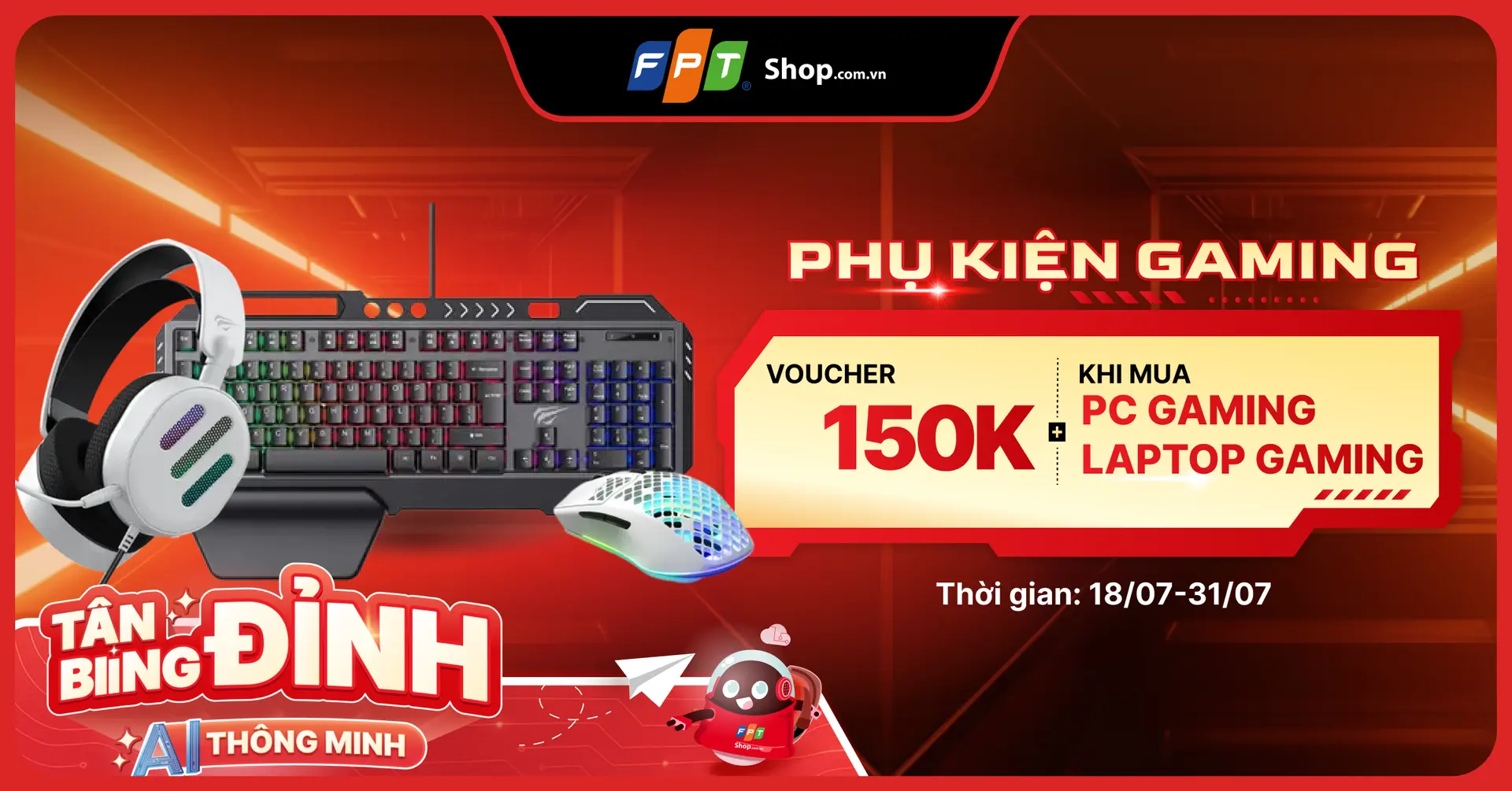 Mua Laptop Gaming/PC Gaming nhận phiếu mua phụ kiện Gaming trị giá 150.000đ 