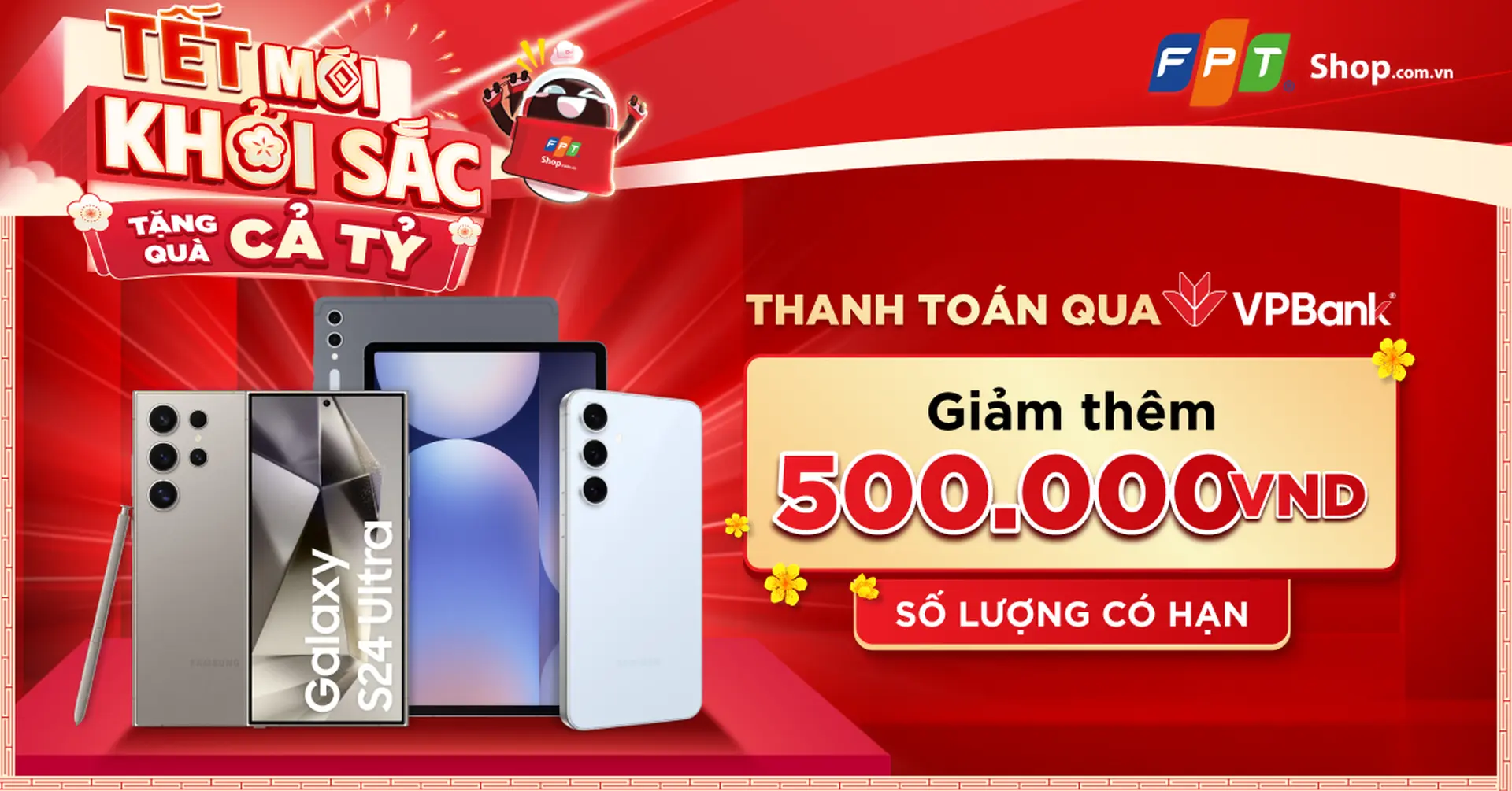 Giảm 500.000Đ khi thanh toán bằng thẻ VPB tại FPT Shop