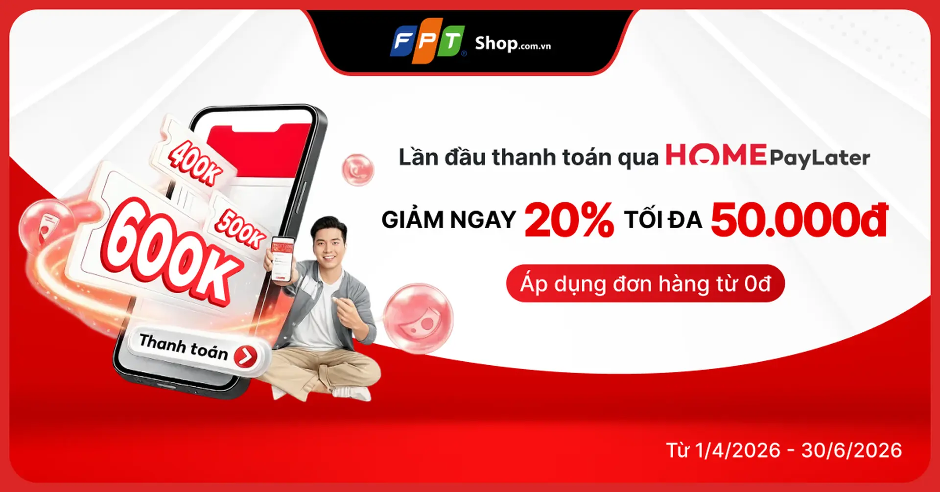 Trả góp linh hoạt, giảm ngay 20% cho đơn đầu tiên qua Home PayLater