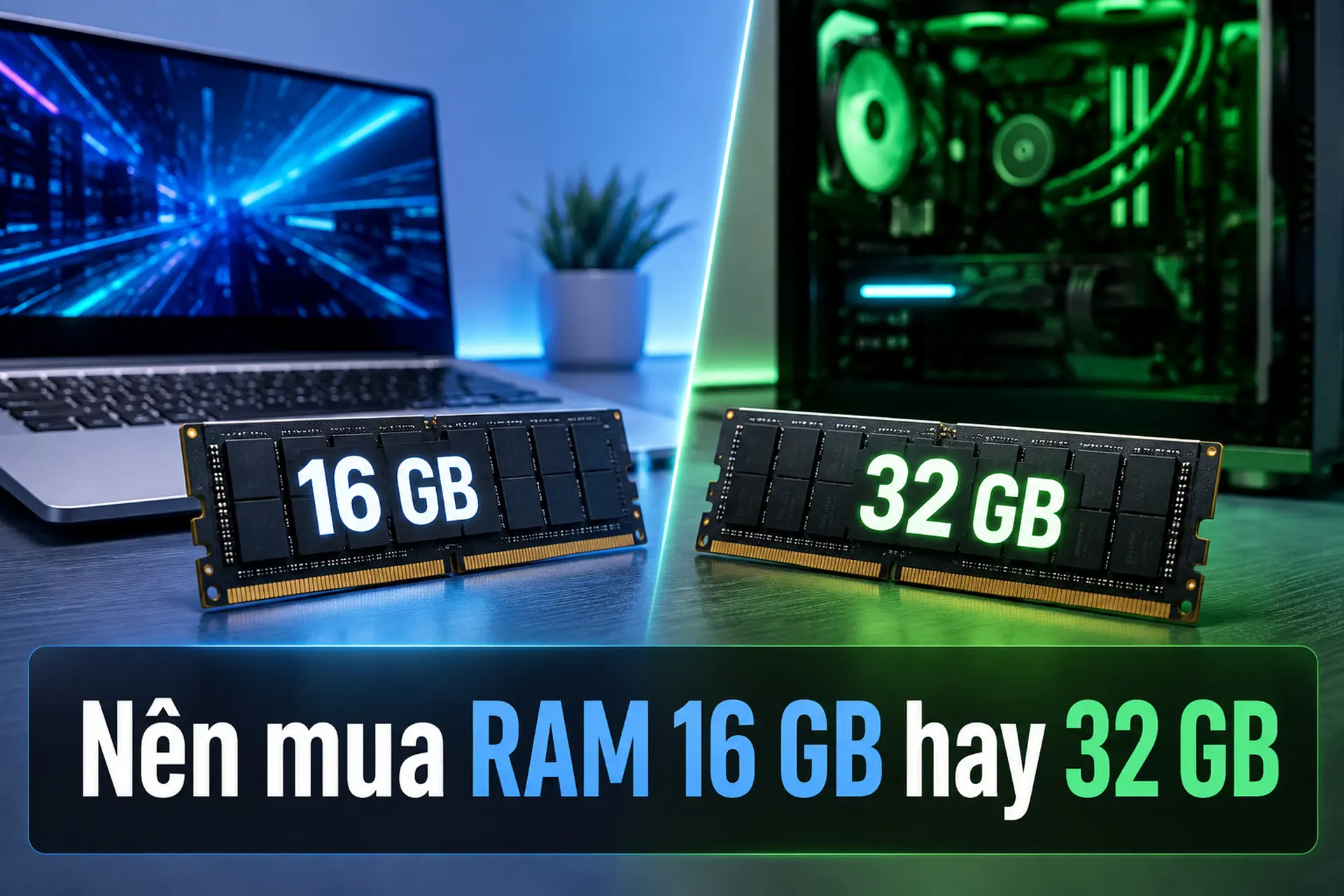 Nên mua RAM 16 GB hay 32 GB? So sánh chi tiết để chọn dung lượng phù hợp cho học tập, làm việc và gaming
