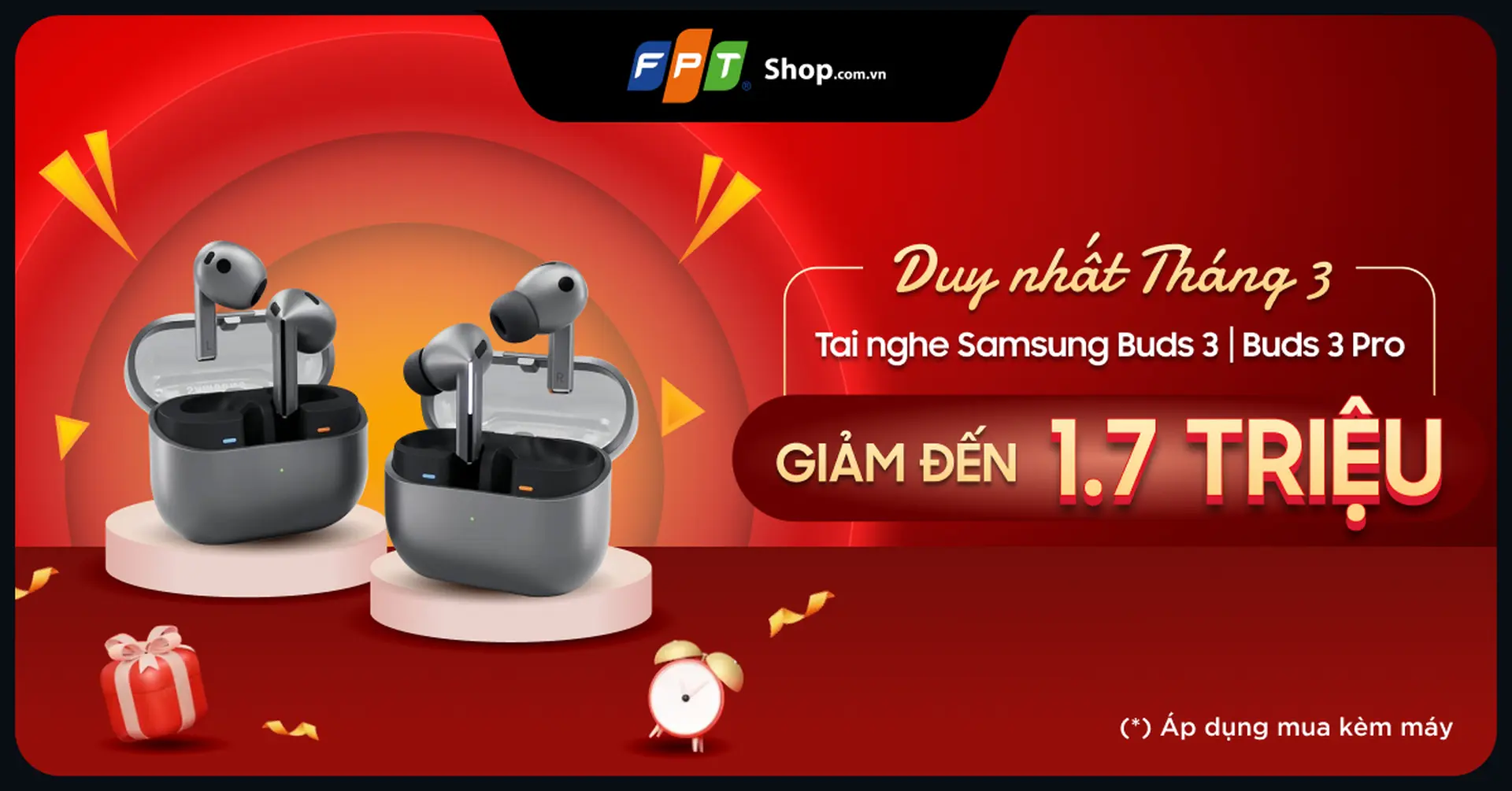 Siêu Ưu Đãi Tháng 3: Giảm đến 1.700.000 đồng khi mua tai nghe Galaxy Buds3 series tại FPT Shop