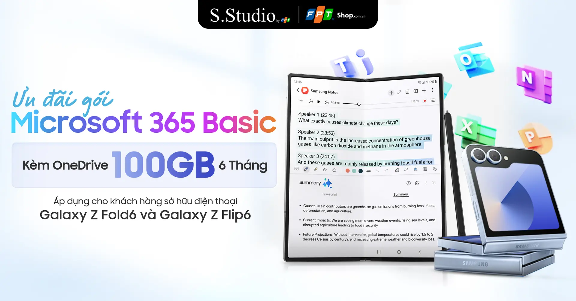 Tặng Gói Microsoft 365 Basic cho khách hàng sở hữu Samsung Galaxy Z Fold6 và Galaxy Z Flip6.